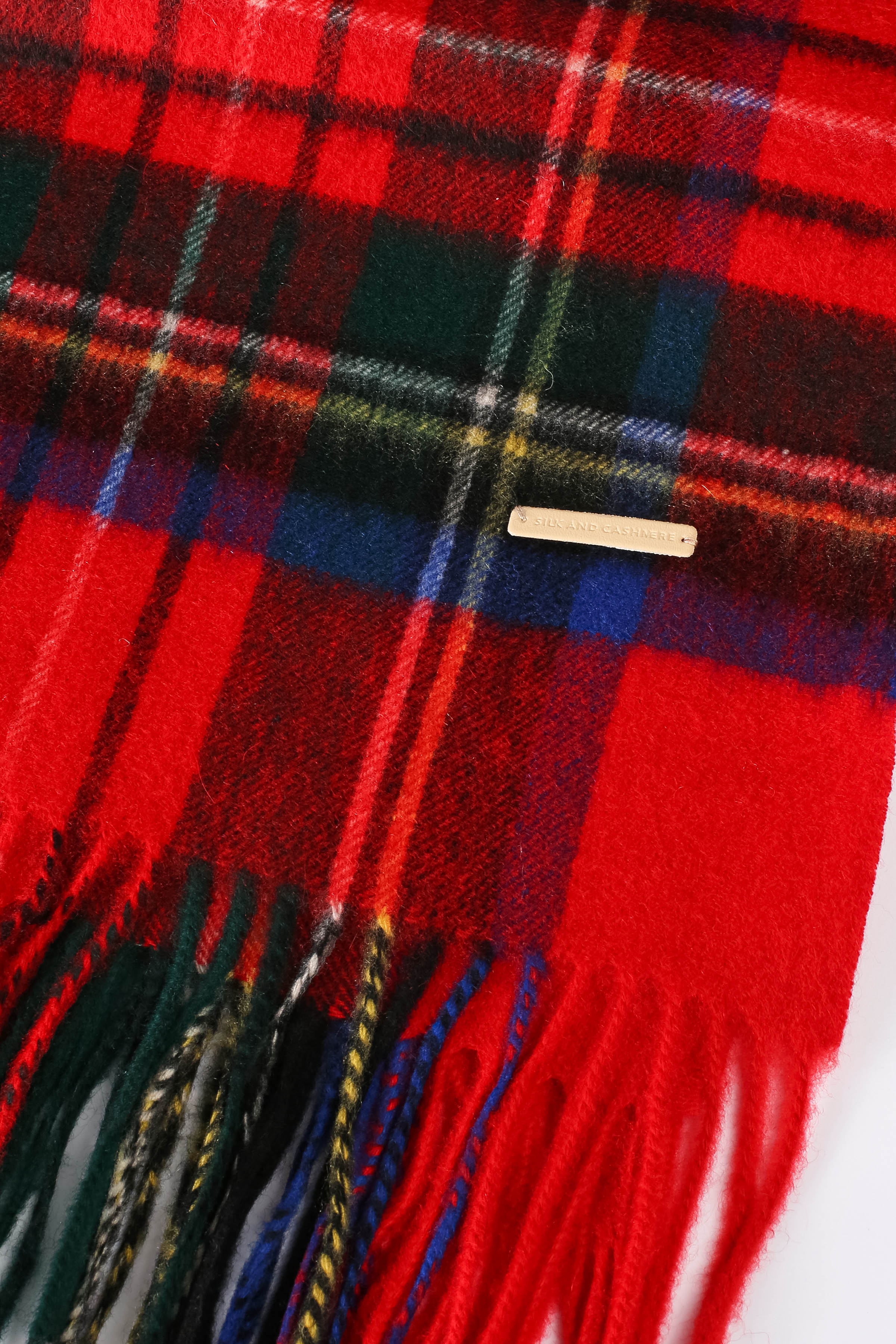 Kırmızı Saf Kaşmir Rose Kareli Şal 70x200 cm