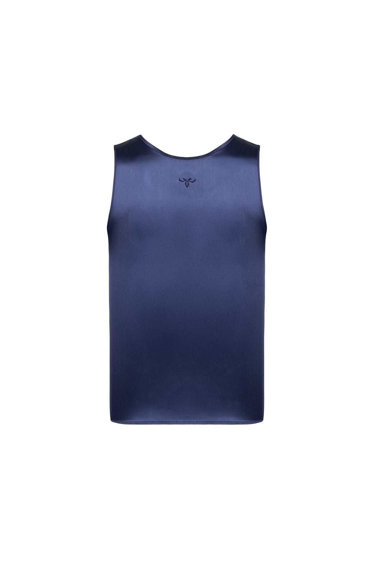 Lacivert Toscana İpek Yuvarlak Yaka Bluz