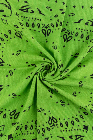 Neon Yeşil Jas Desenli Kare Şal 70x70 cm
