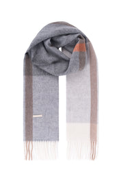 Açık Gri Patrick Saf Kaşmir Kareli Atkı 30x164 cm