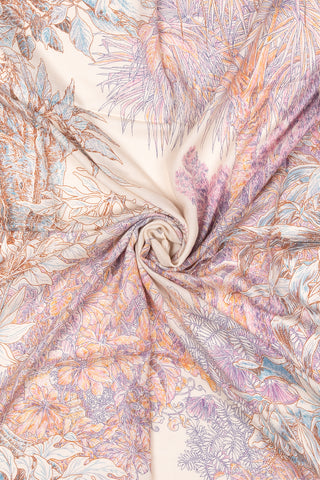 Fuşya Linda Saf Kaşmir Baskılı Eşarp 140x 140 cm