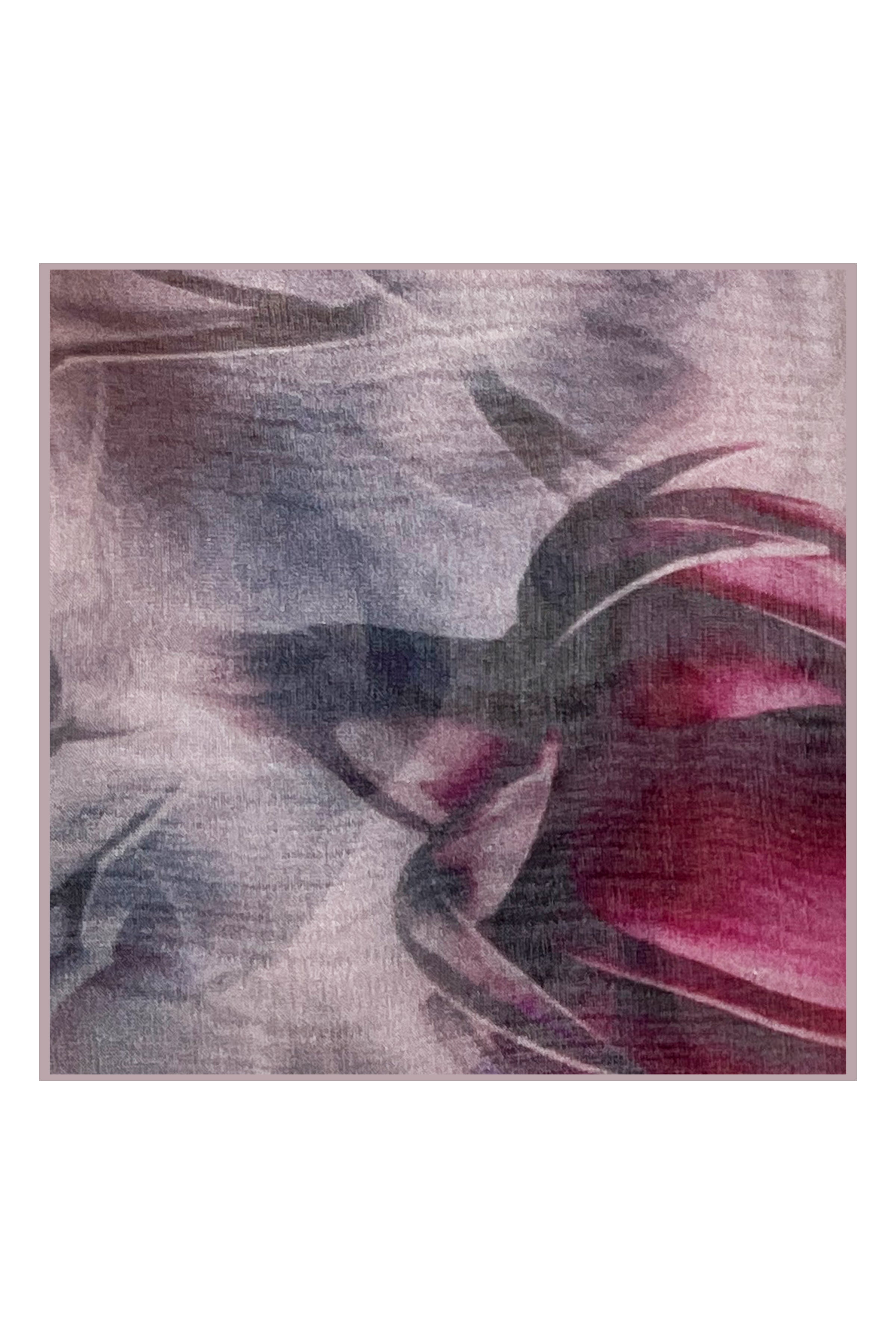 Gül Kurusu Anabel Saf İpek  Şifon Baskılı Oblong Şal 180x110