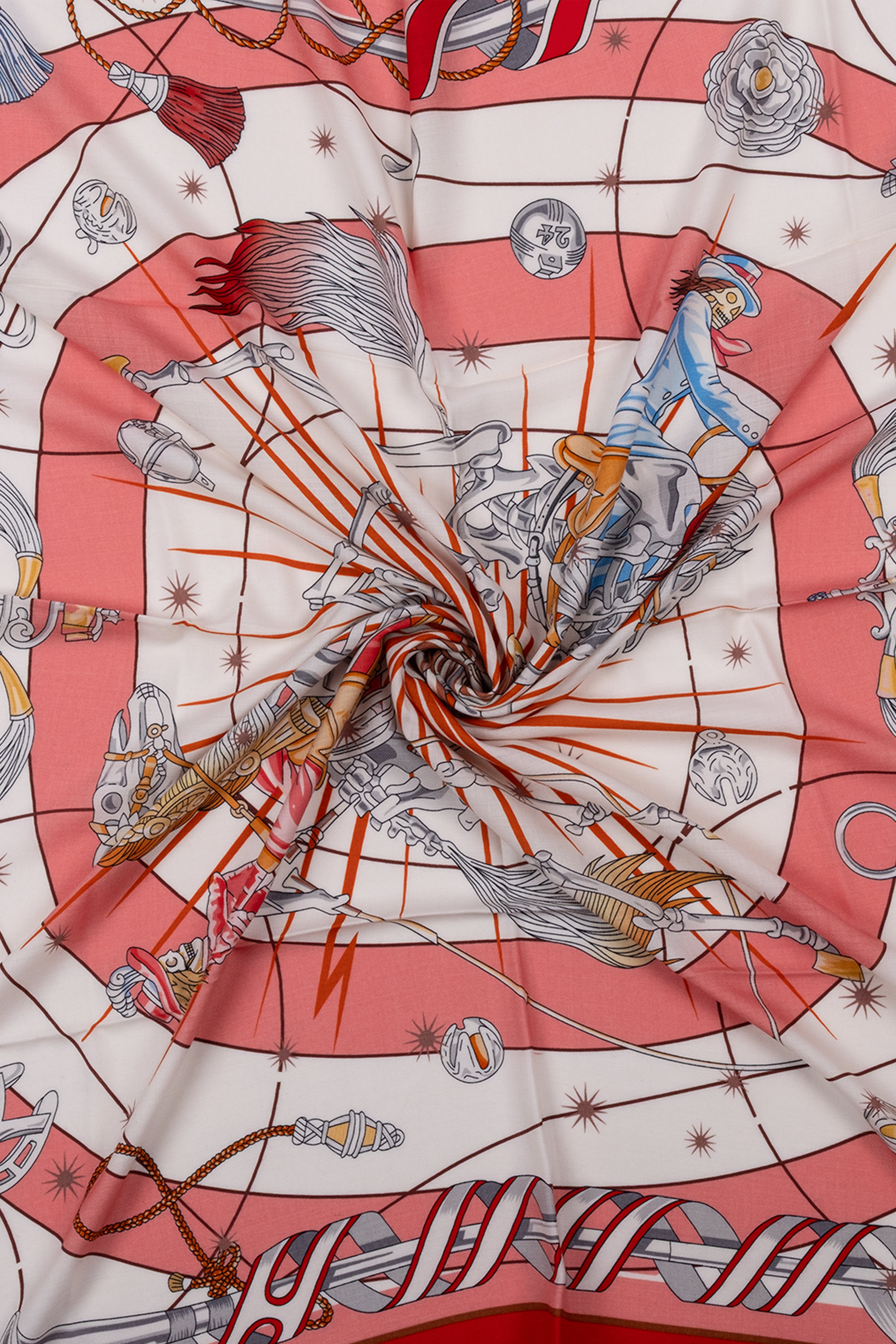 Kırmızı Pembe Linda Kaşmir Desenli Kare Eşarp 140x140  cm