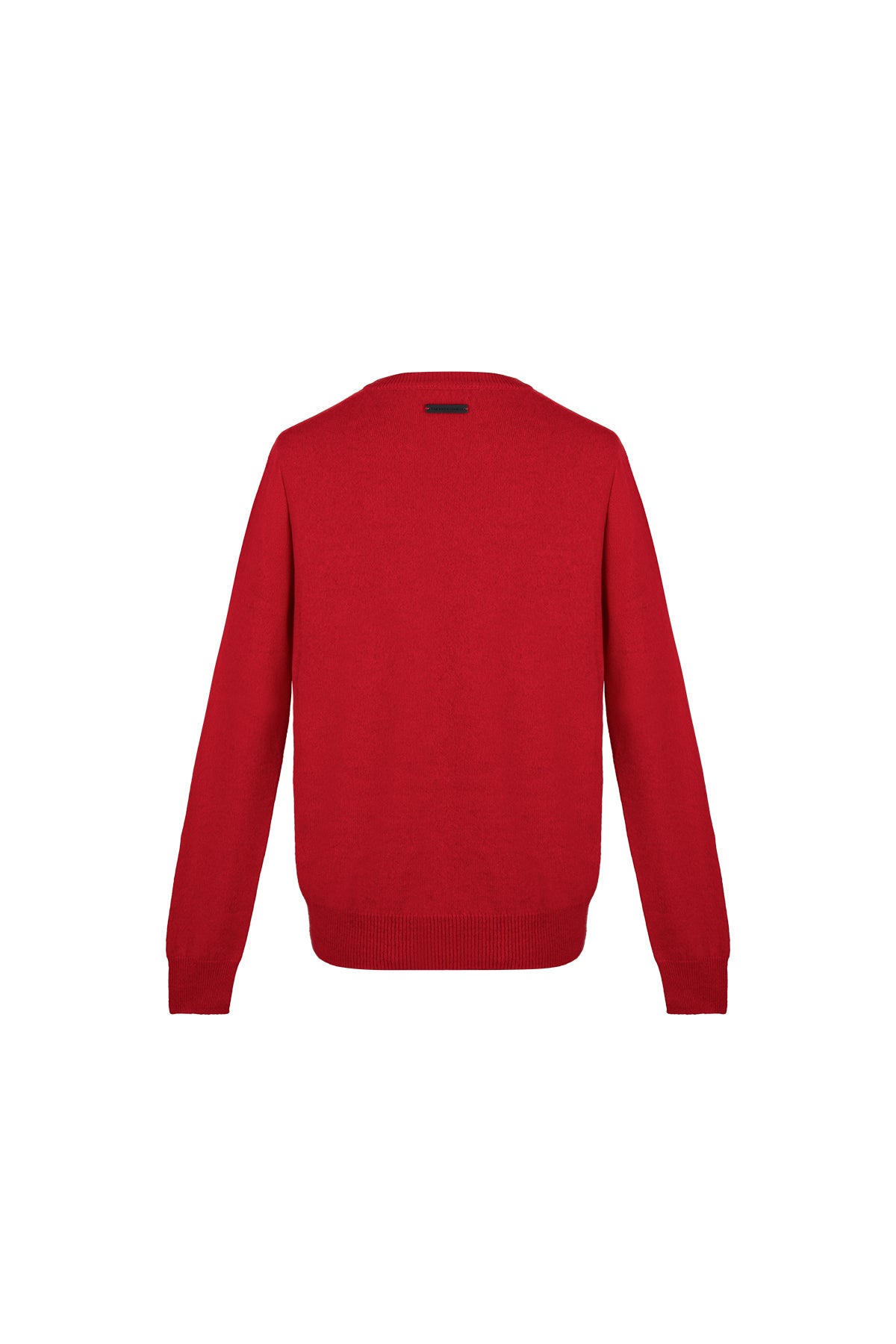 Kırmızı Alexia Saf Kaşmir Yuvarlak Yaka Kazak