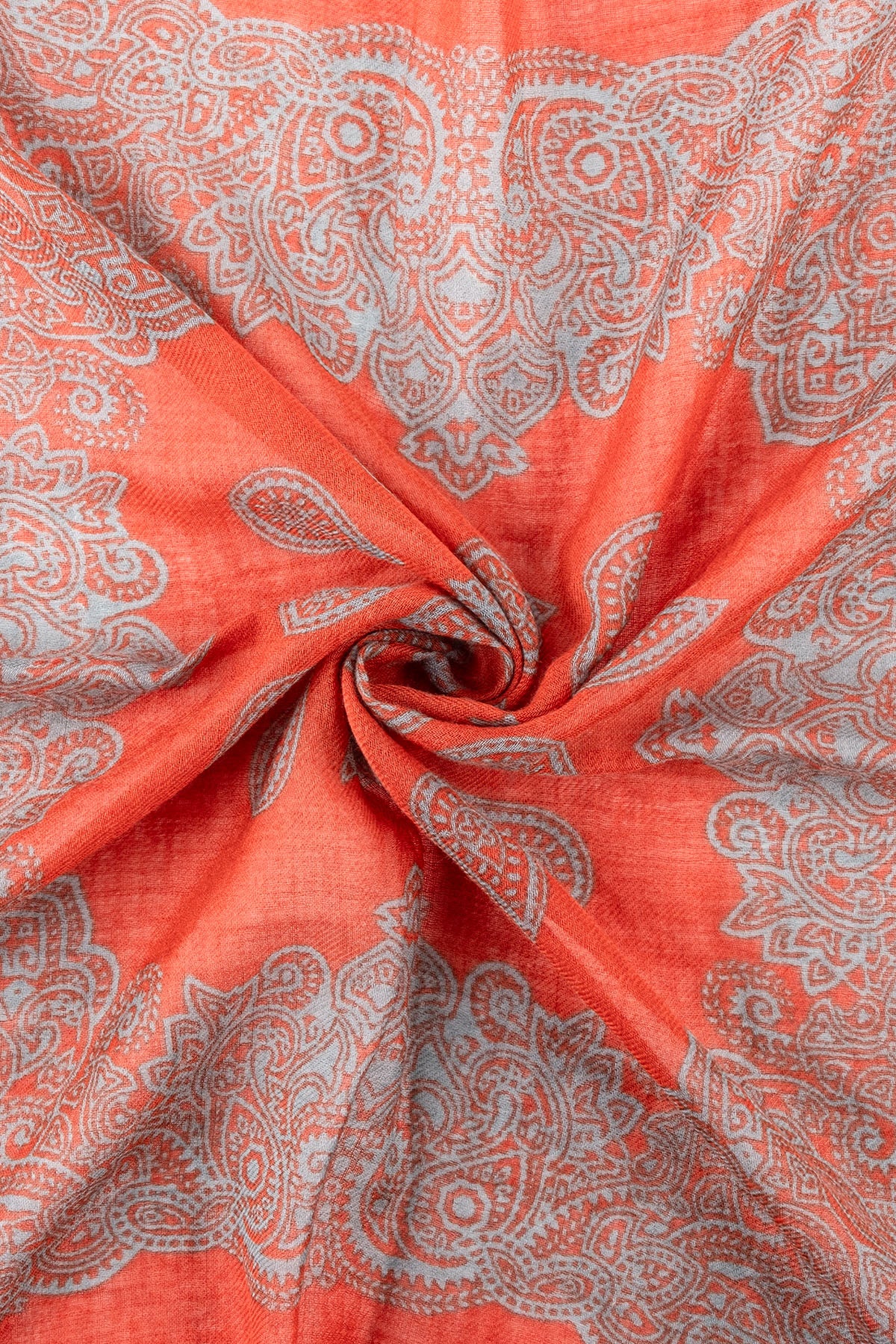 Turuncu Jas  Desenli Kare Şal 70x70 cm