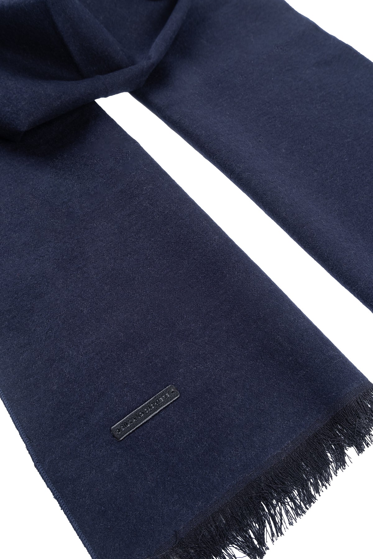 Lacivert Gri Lotus Saf İpek Çift Renkli Atkı 30*177+2cm