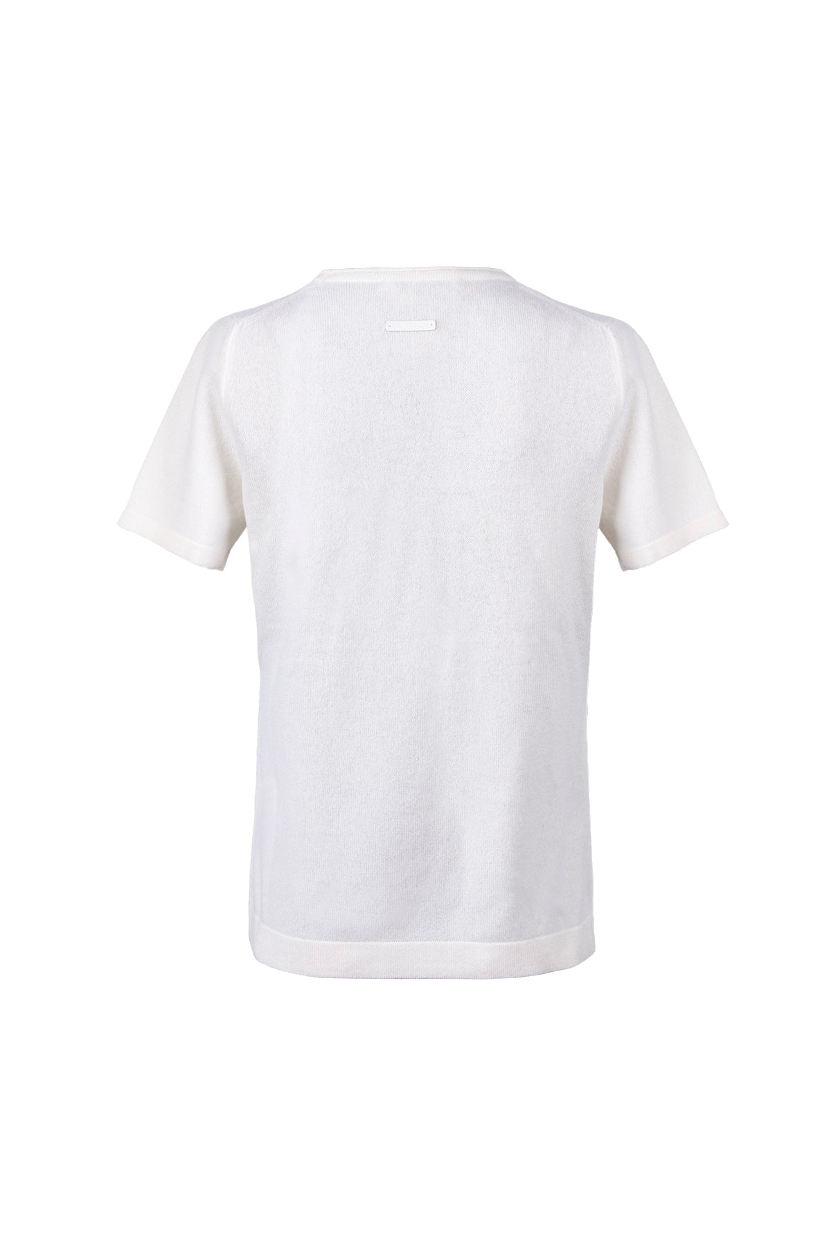 Ekru Lilly Saf Kaşmir Bisiklet Yaka Tişört