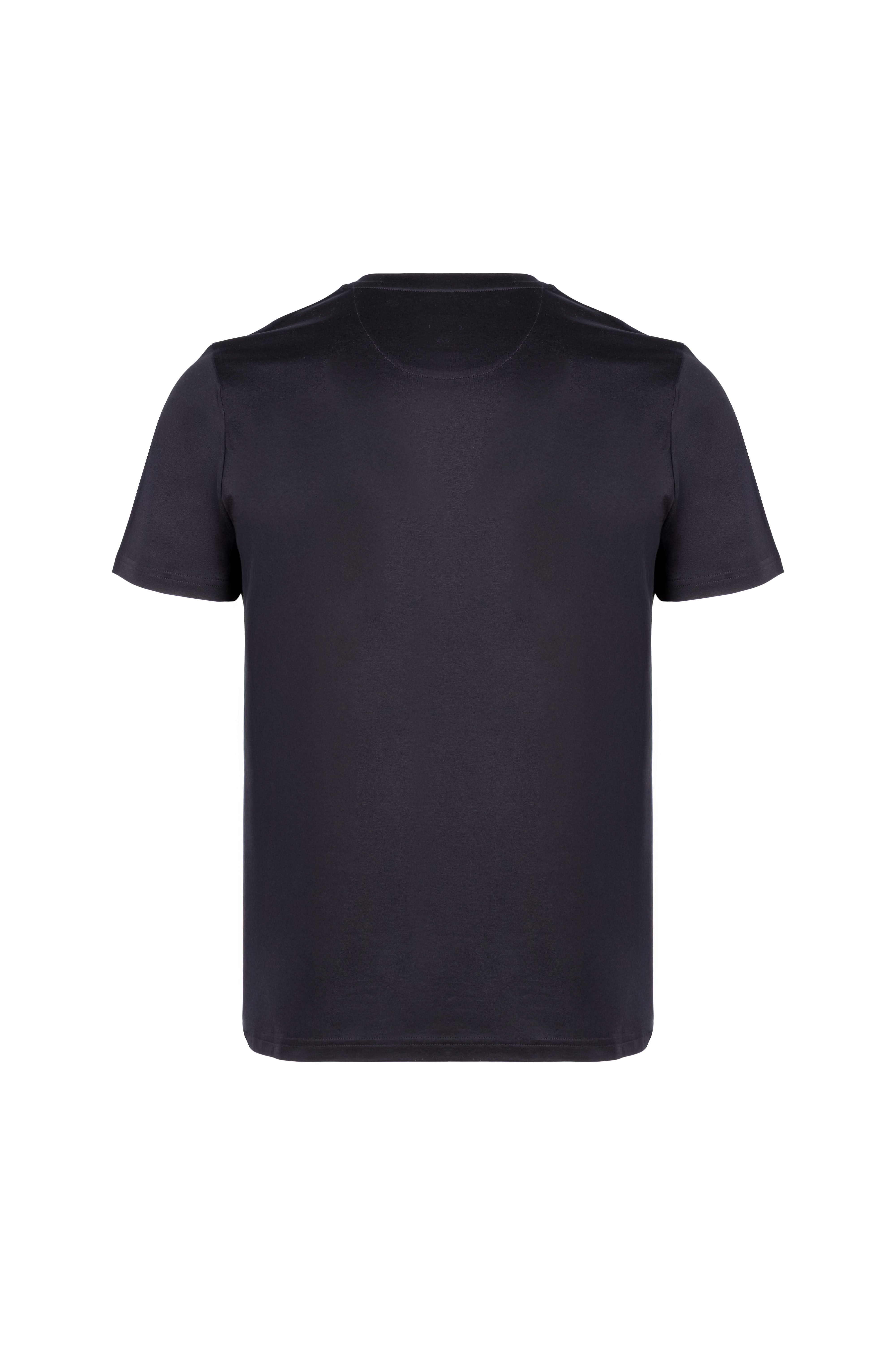 Siyah Kevin Bisiklet Yaka T-Shirt