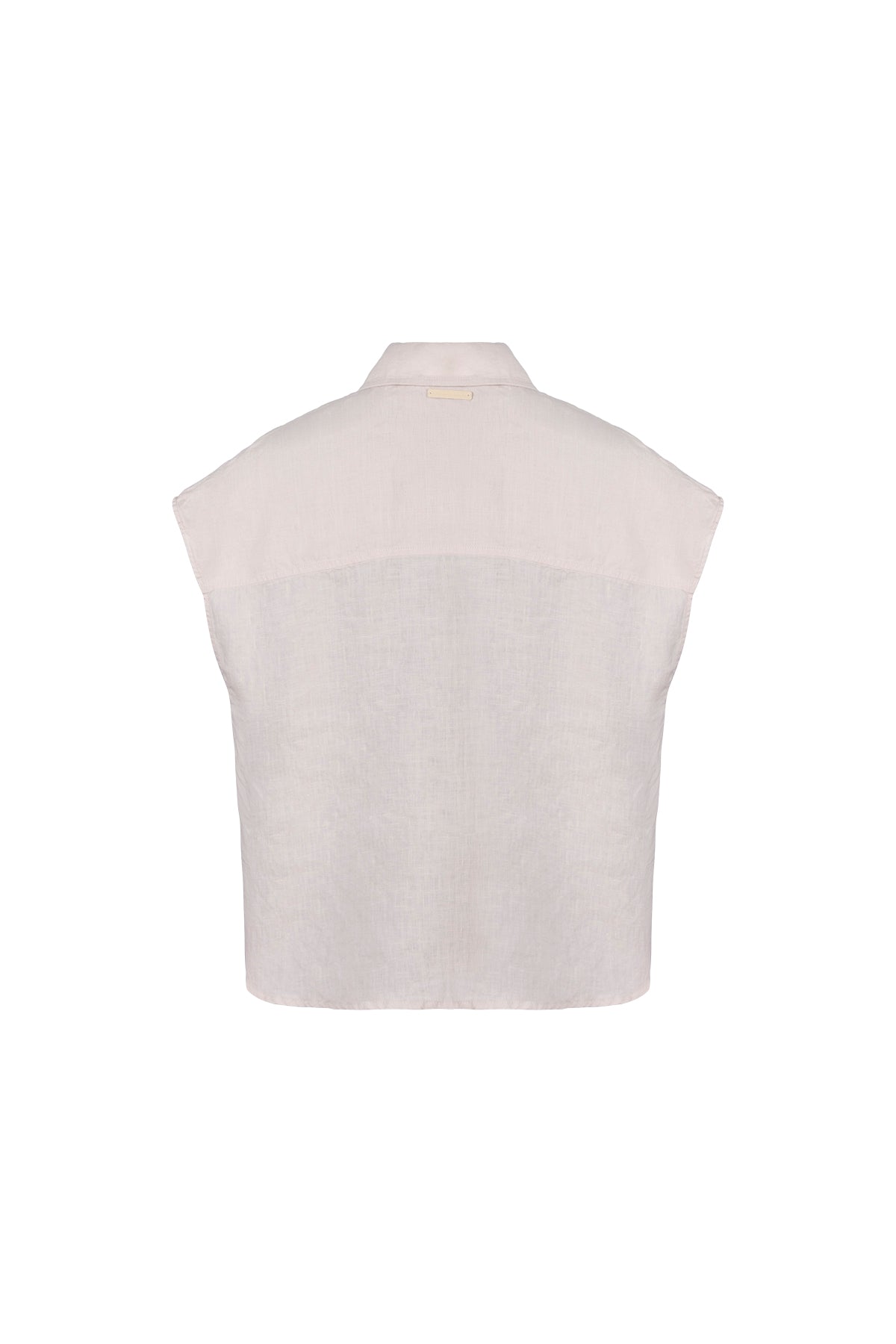 Bej Kate Keten Kısa Kollu Gömlek