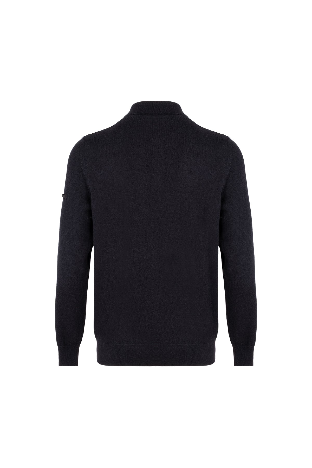 Siyah Saf Kaşmir Polo Kazak