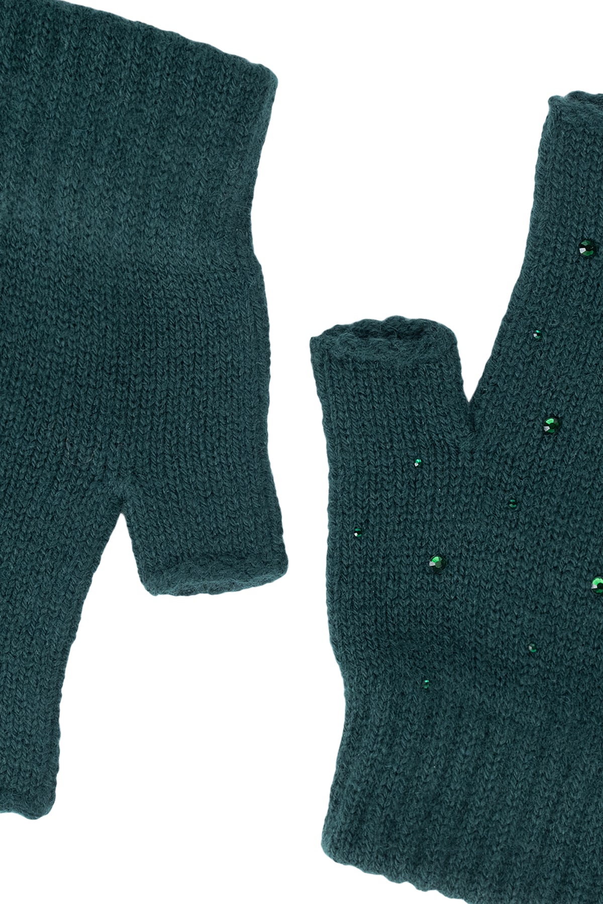 Yeşil Lucia Taş Detaylı Kısa Parmaklı Eldiven