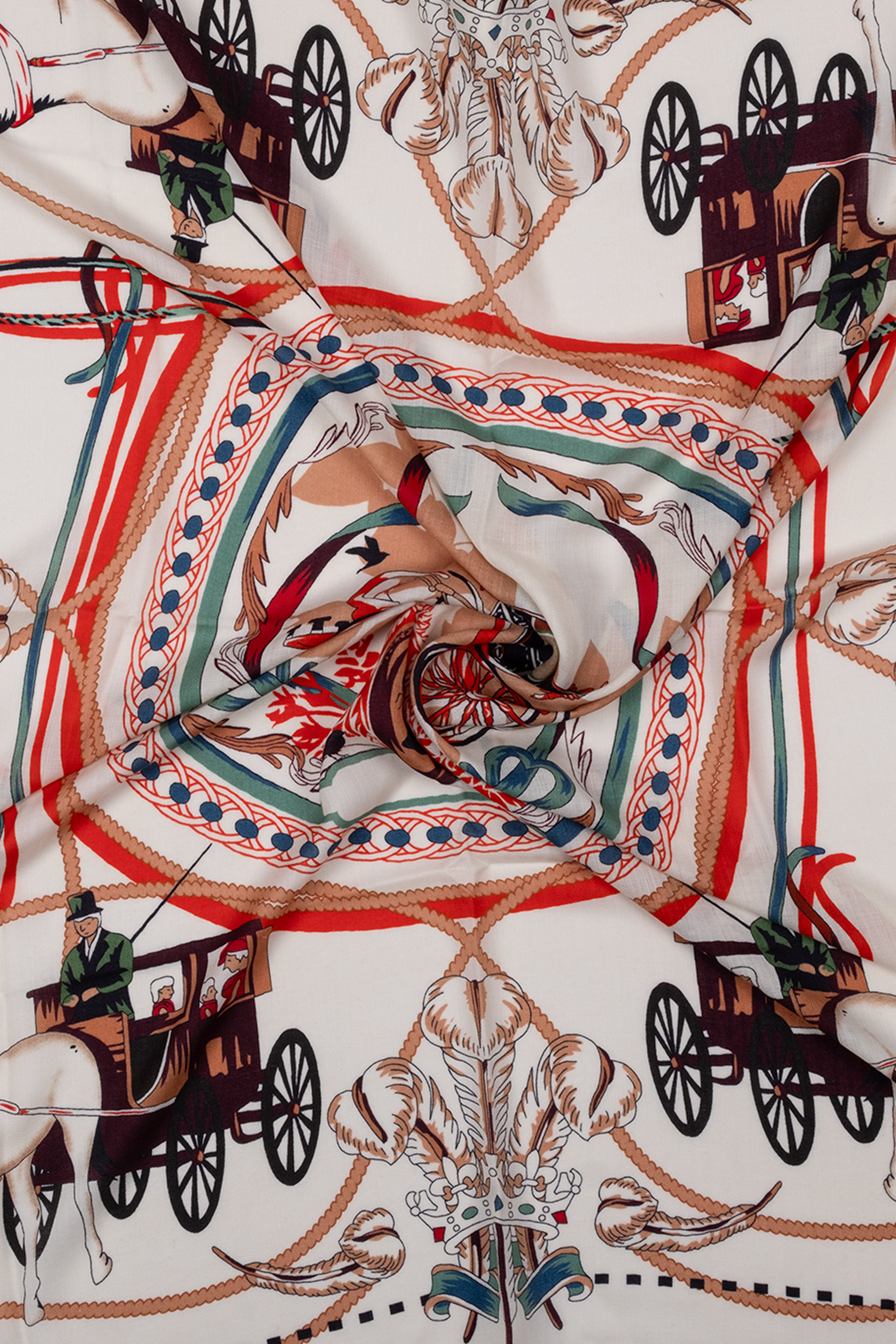 Ekru Linda Kaşmir Desenli Kare Eşarp 140x140  cm