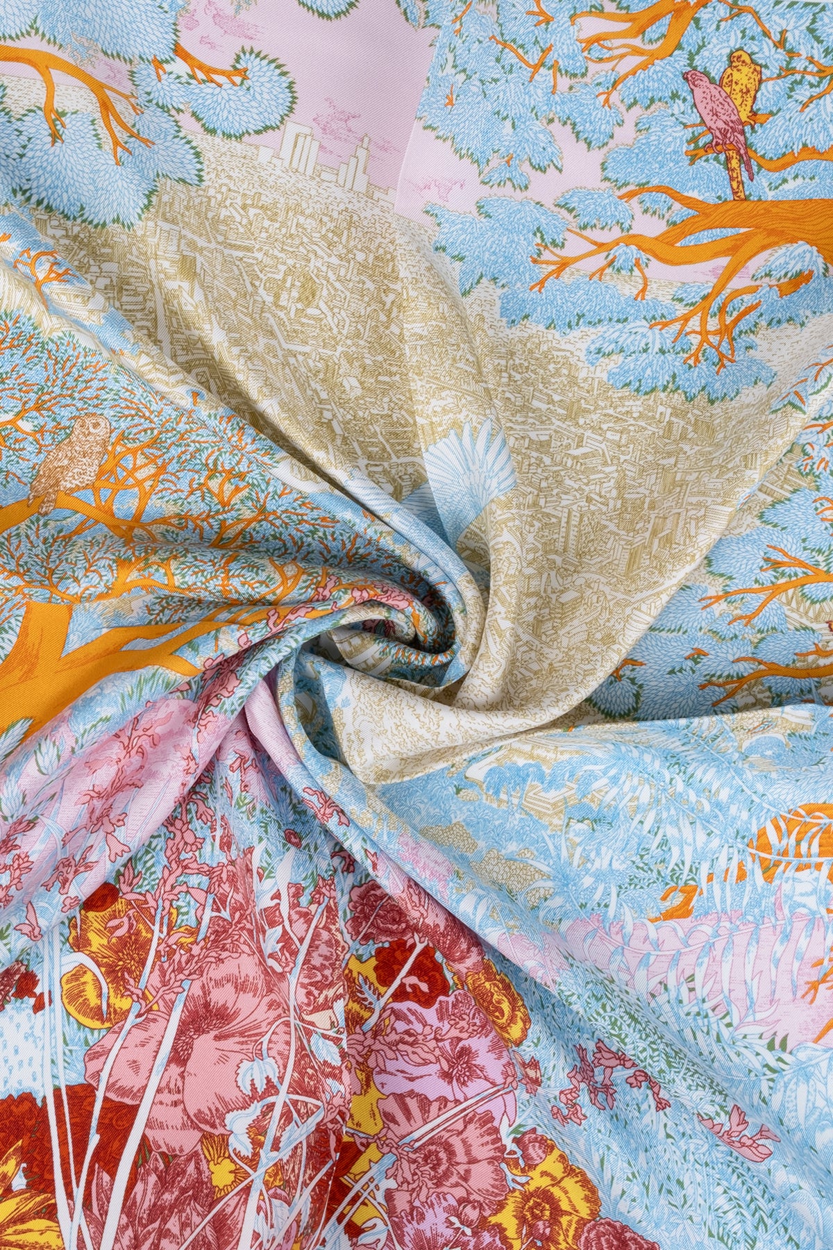 Mavi Lena İpek Desenli Kare Eşarp 70x70 cm