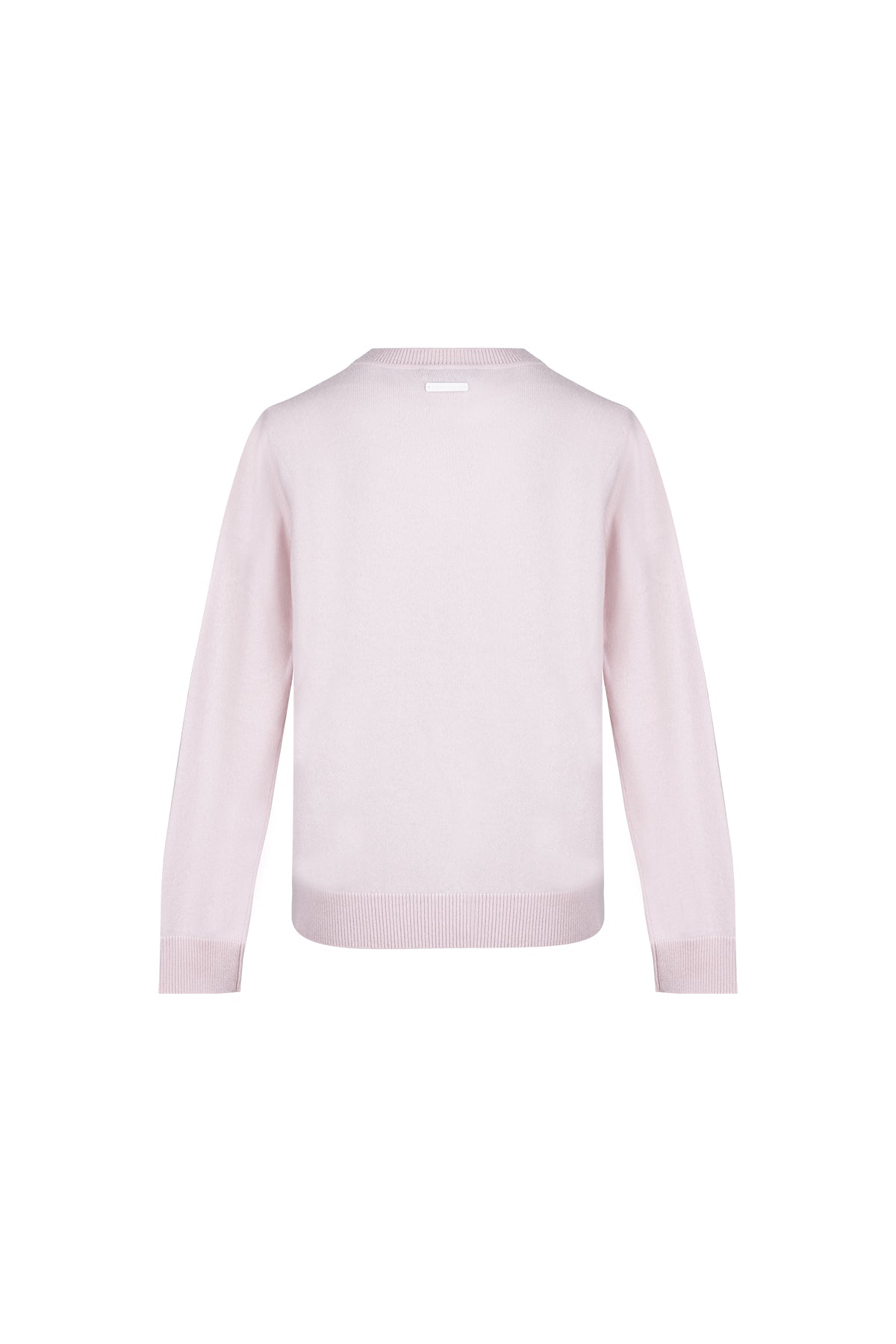 Açık Pembe Agata Saf Kaşmir Yuvarlak Yaka Kazak