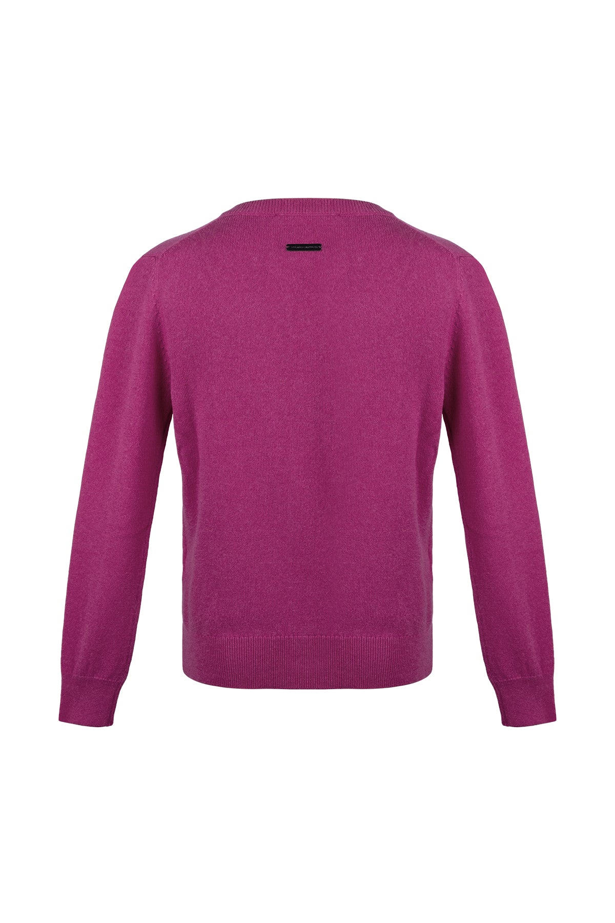 Koyu Pembe Lilly Saf Kaşmir Bisiklet Yaka Hırka