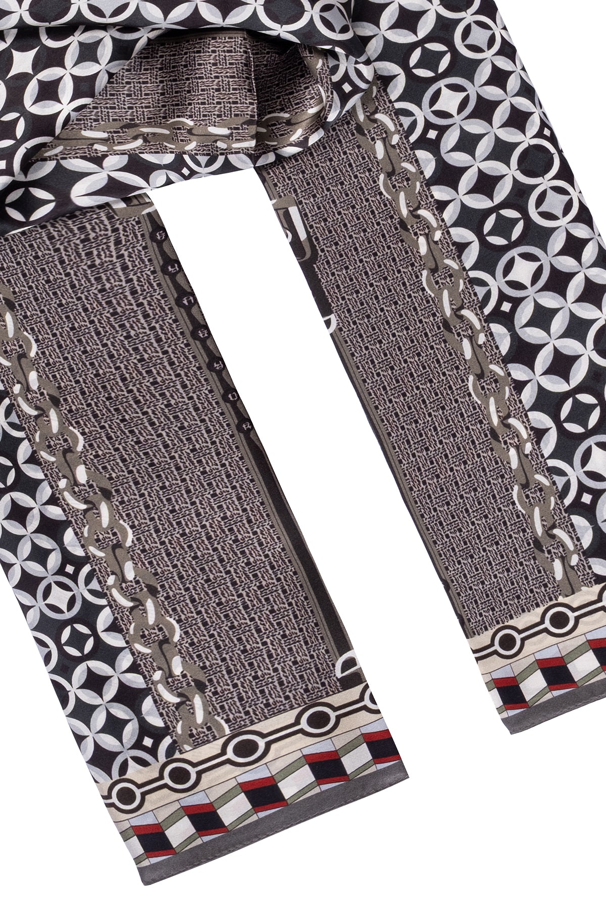 Koyu Kahve Luciana İpek Desenli Fular 55x170 cm