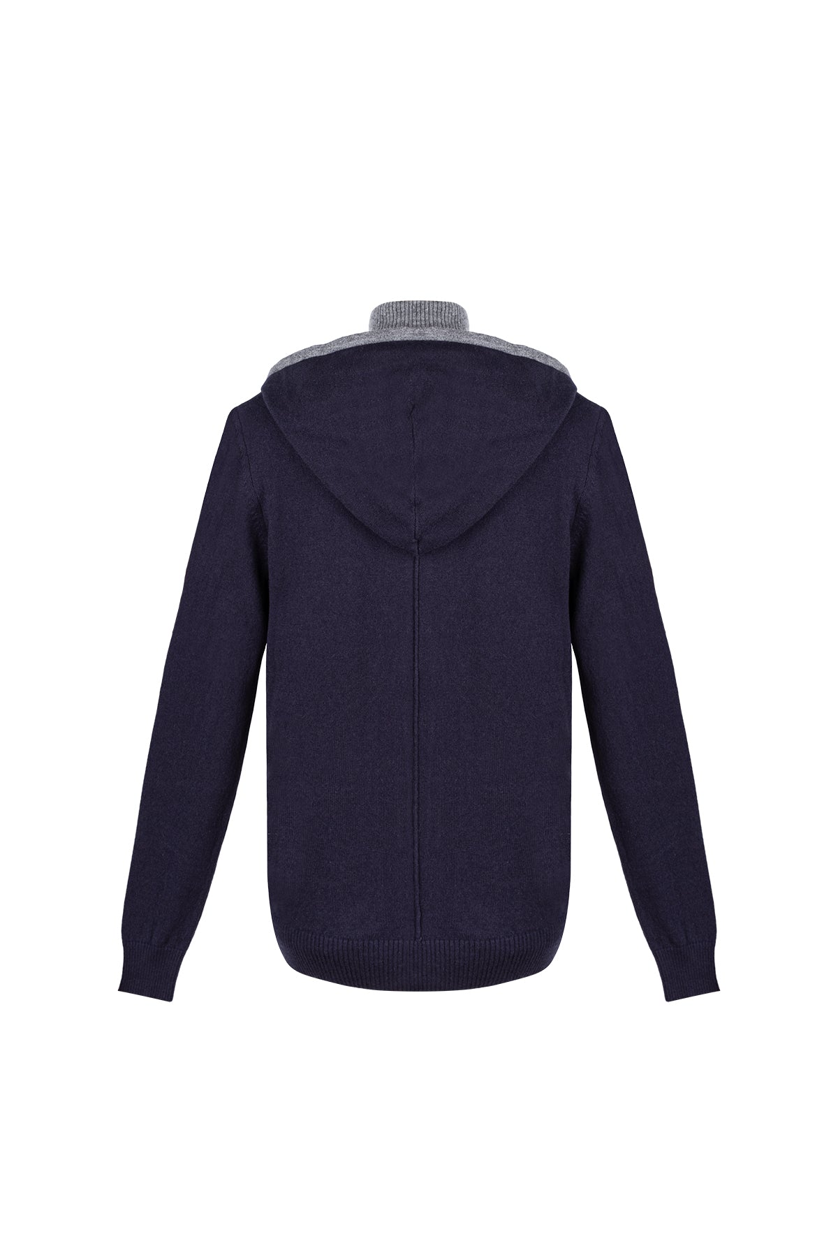 Lacivert Laura  Yün Kaşmir Yüksek Yaka Kapüşonlu Hırka