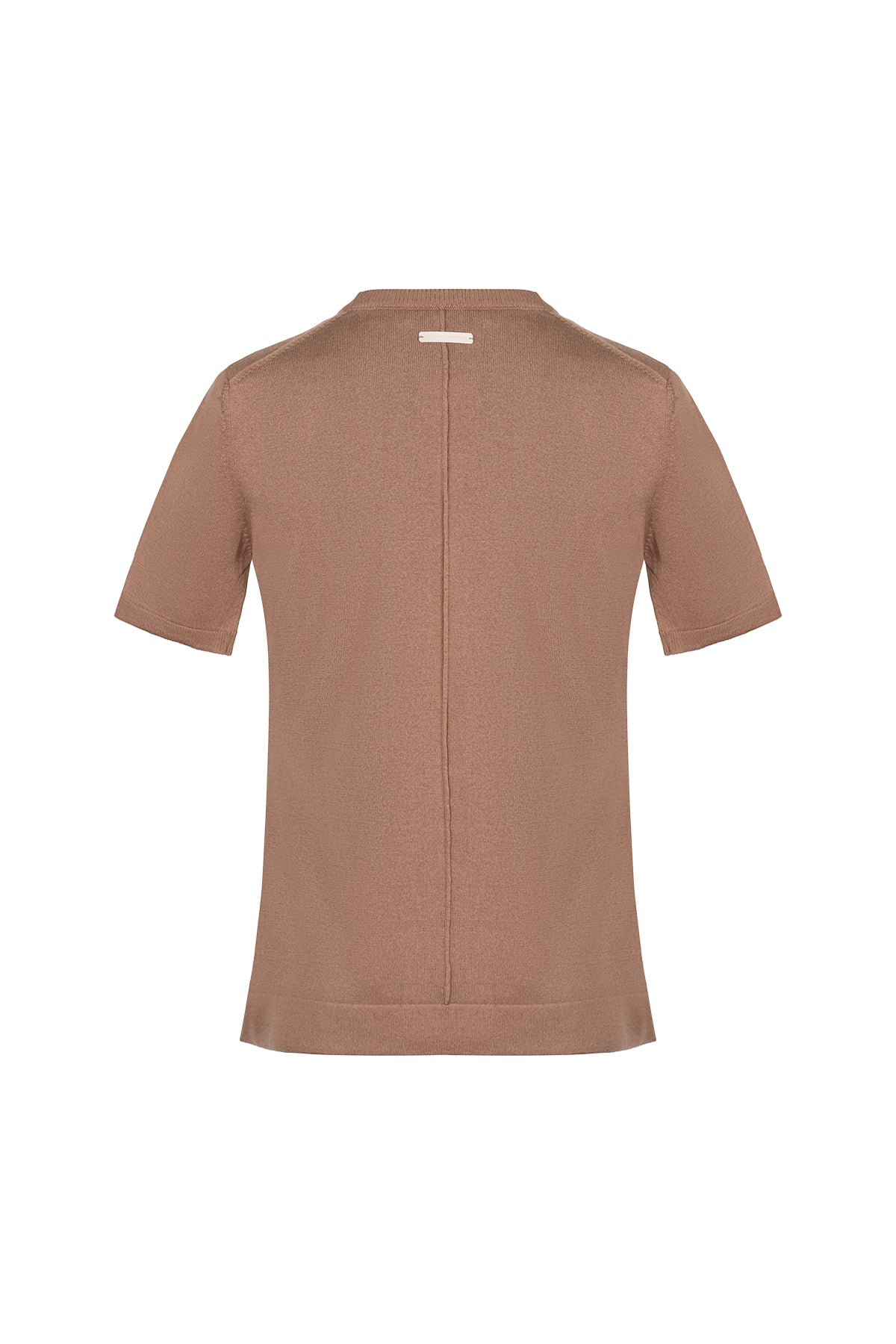 Camel Zoe İpek Kaşmir Yuvarlak Yaka Kısa Kollu Triko