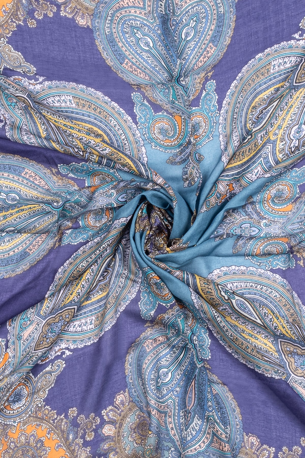 Lacivert Jas Desenli Kare Şal 140x140 cm