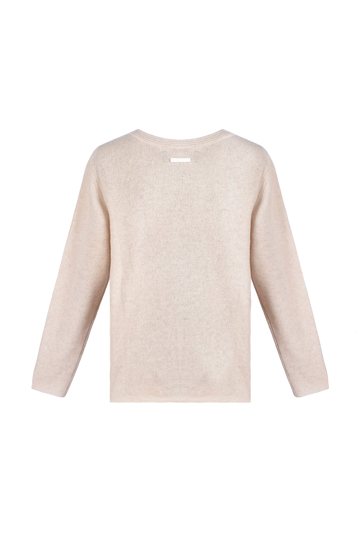 Bej Alexia Saf Kaşmir Yuvarlak Yaka Salaş Kazak