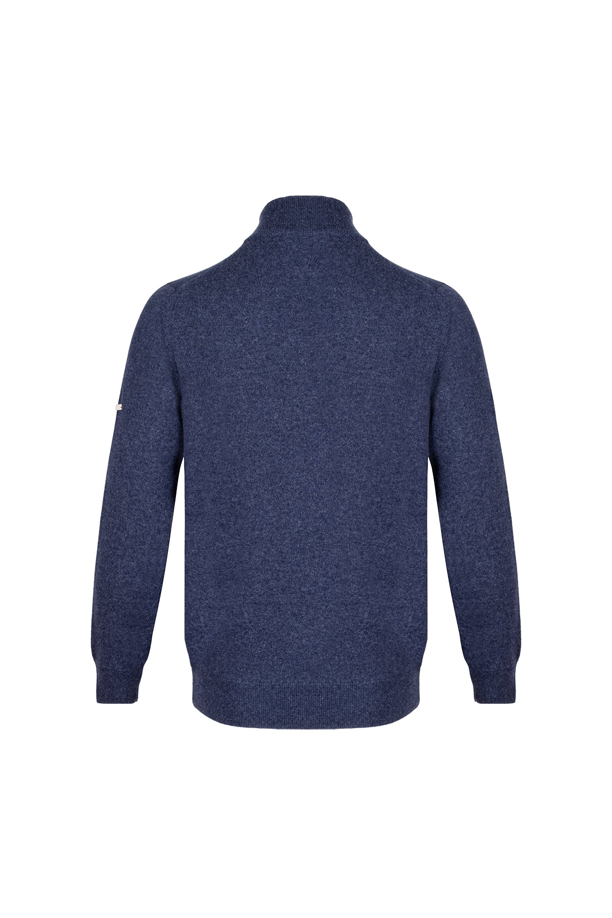 Denim Saf Kaşmir Yarım Balıkçı Yaka Fermuarlı Kazak