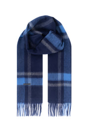 Lacivert Patrick Saf Kaşmir Kareli Atkı 30x164 cm