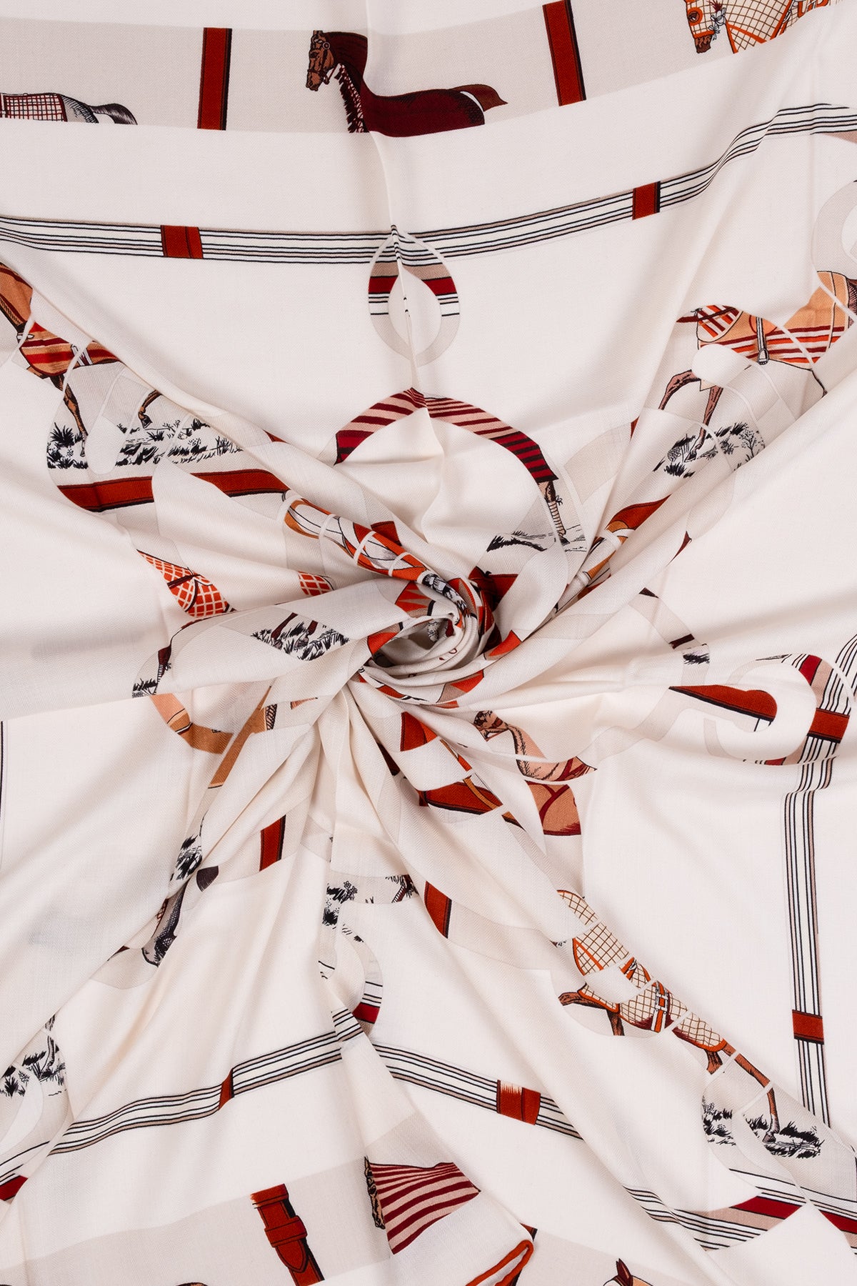 Kiremit Linda Kaşmir Desenli Kare Eşarp 140x140 cm