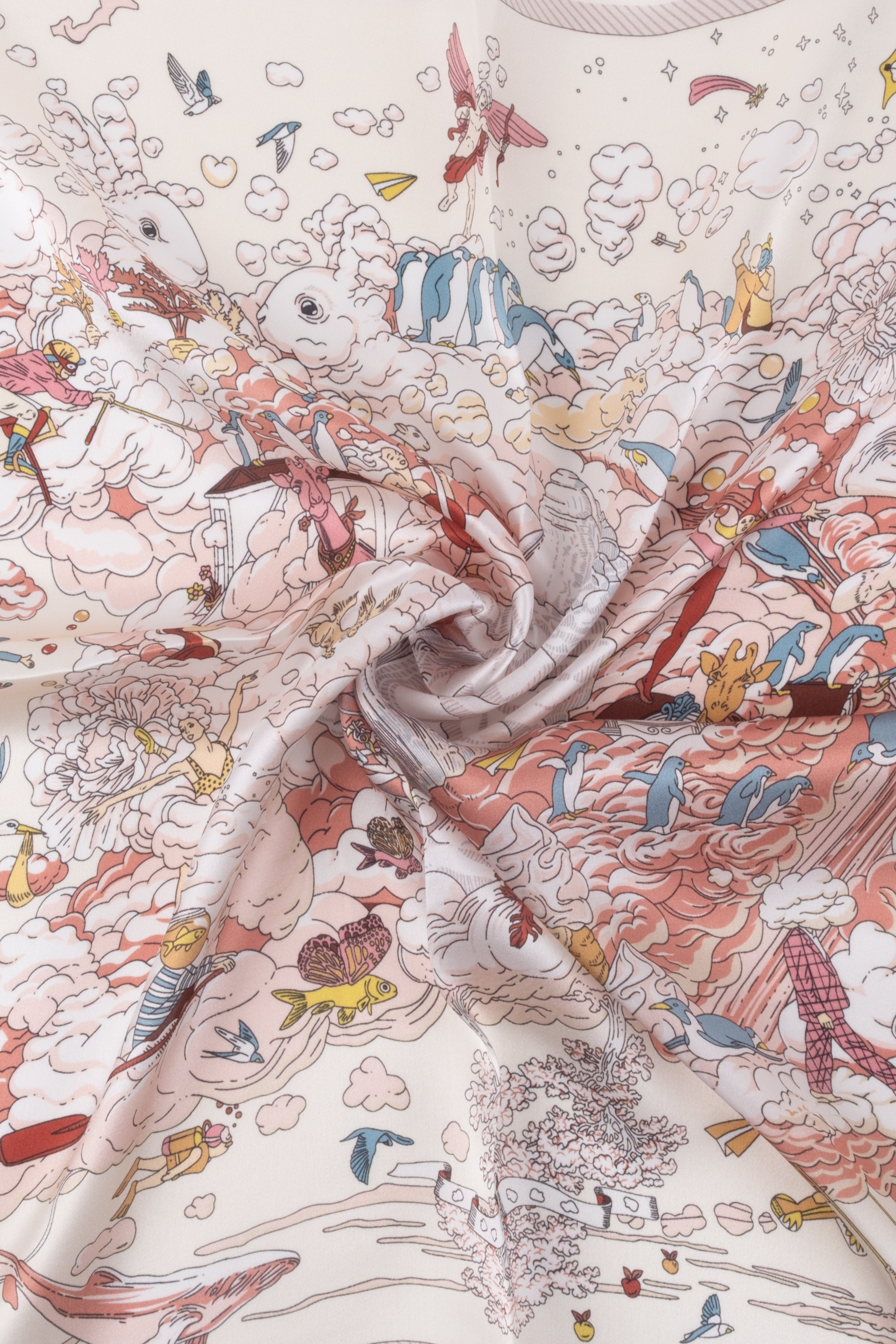 Ekru Laila Saf İpek Kare Eşarp 50x50 cm