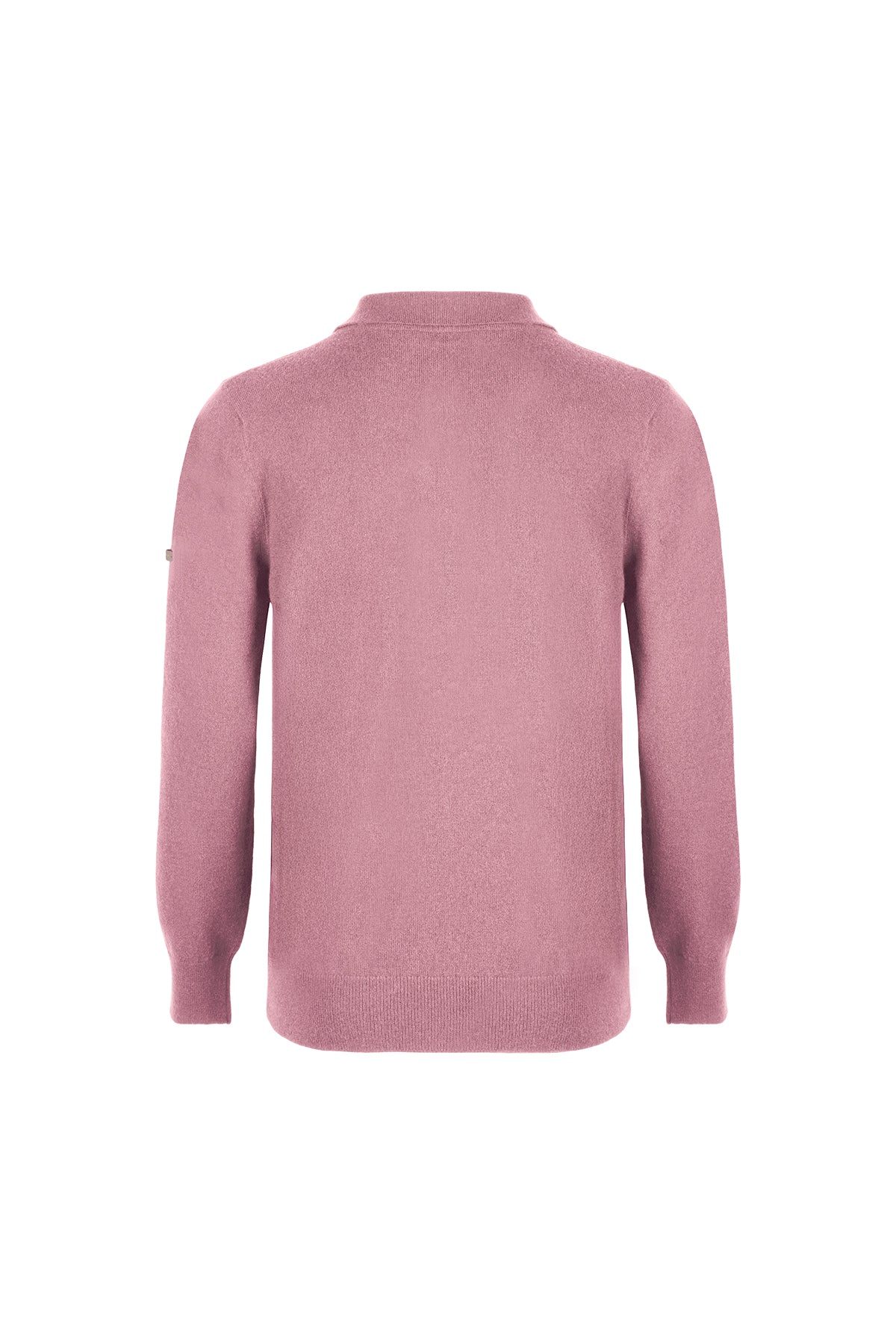 Pastel Pembe Saf Kaşmir Polo Kazak