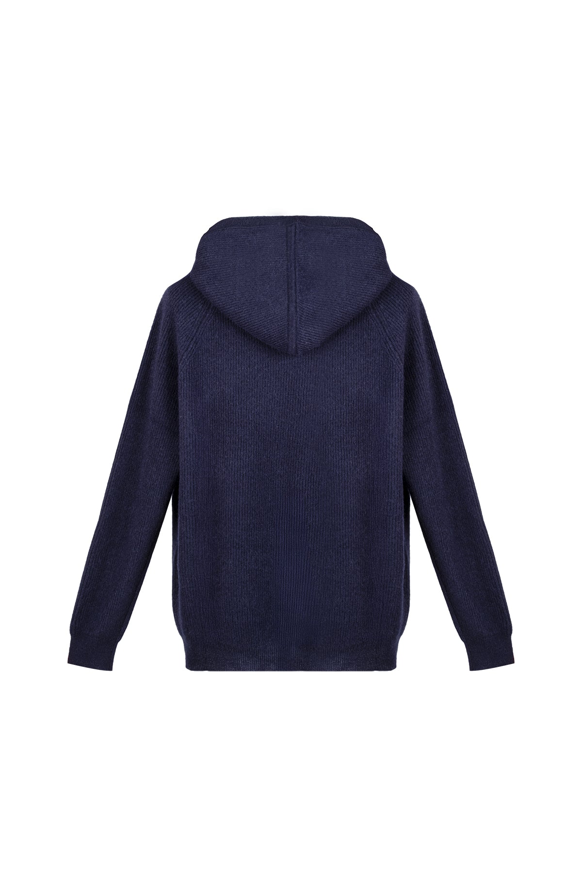 Lacivert Alexia Saf Kaşmir Ribana Kapüşonlu