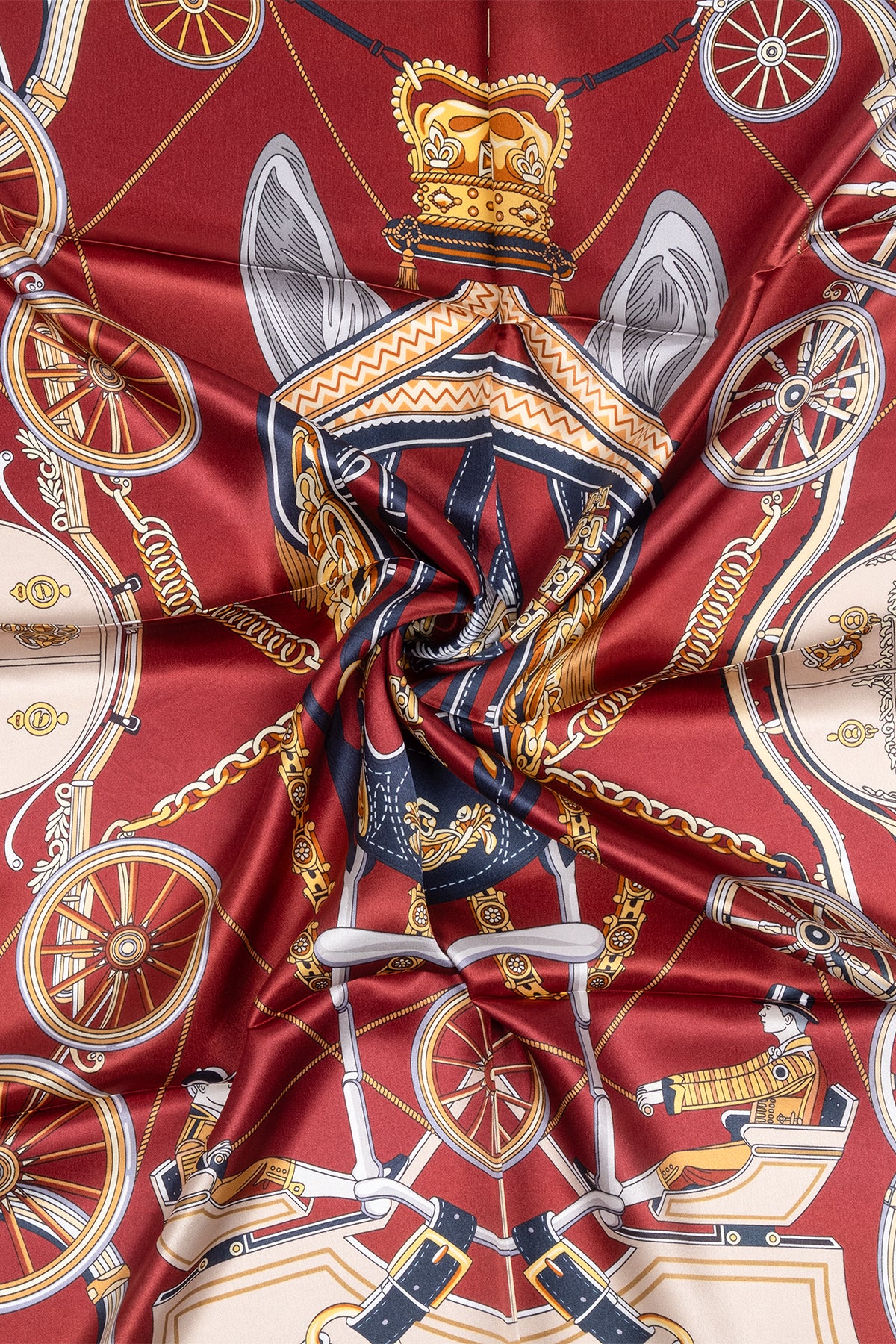 Kırmızı Lara Saf İpek Baskılı Eşarp 90x90 cm