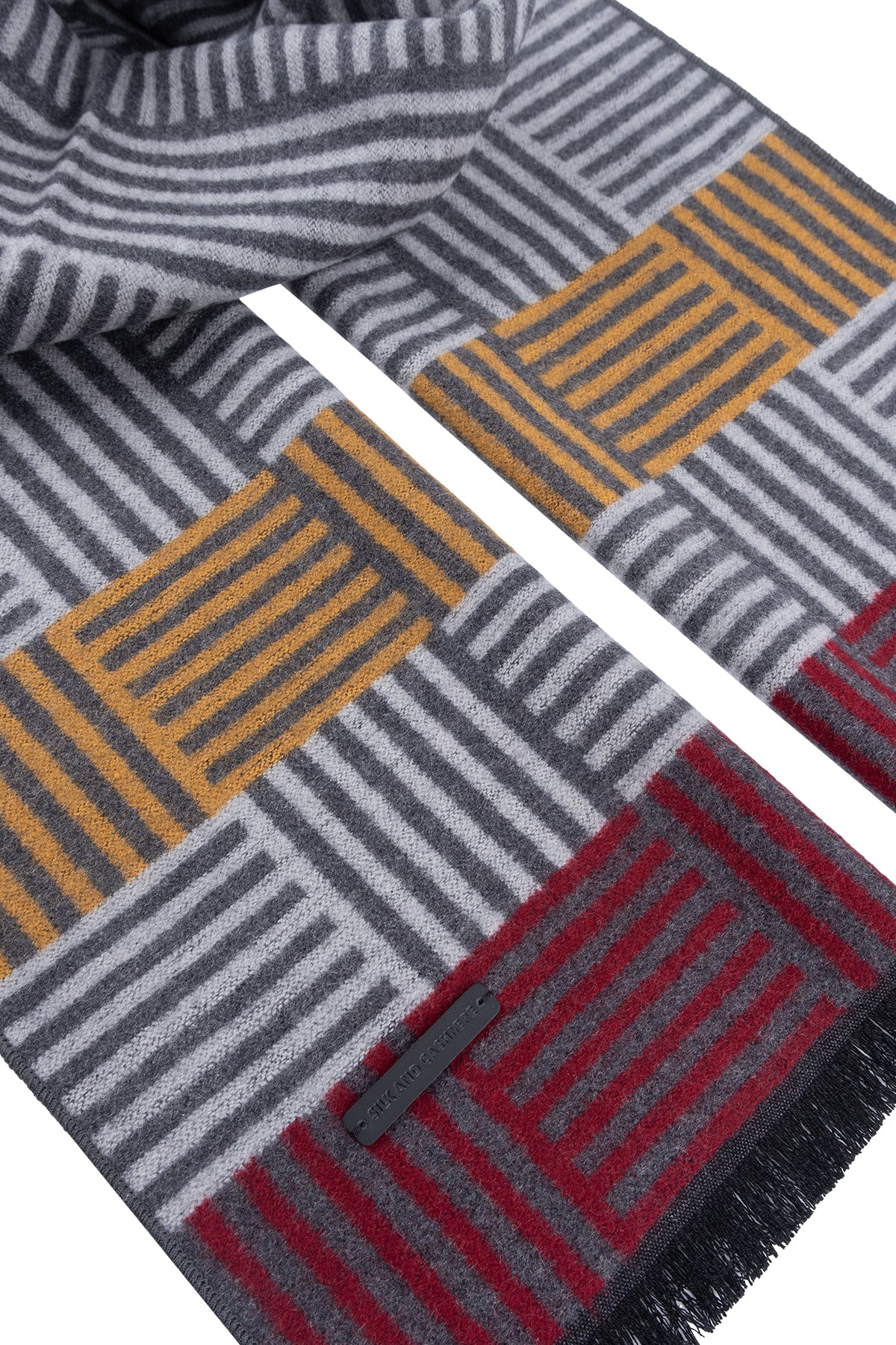 Renkli Lotus Saf İpek Desenli Atkı 30*177+2cm