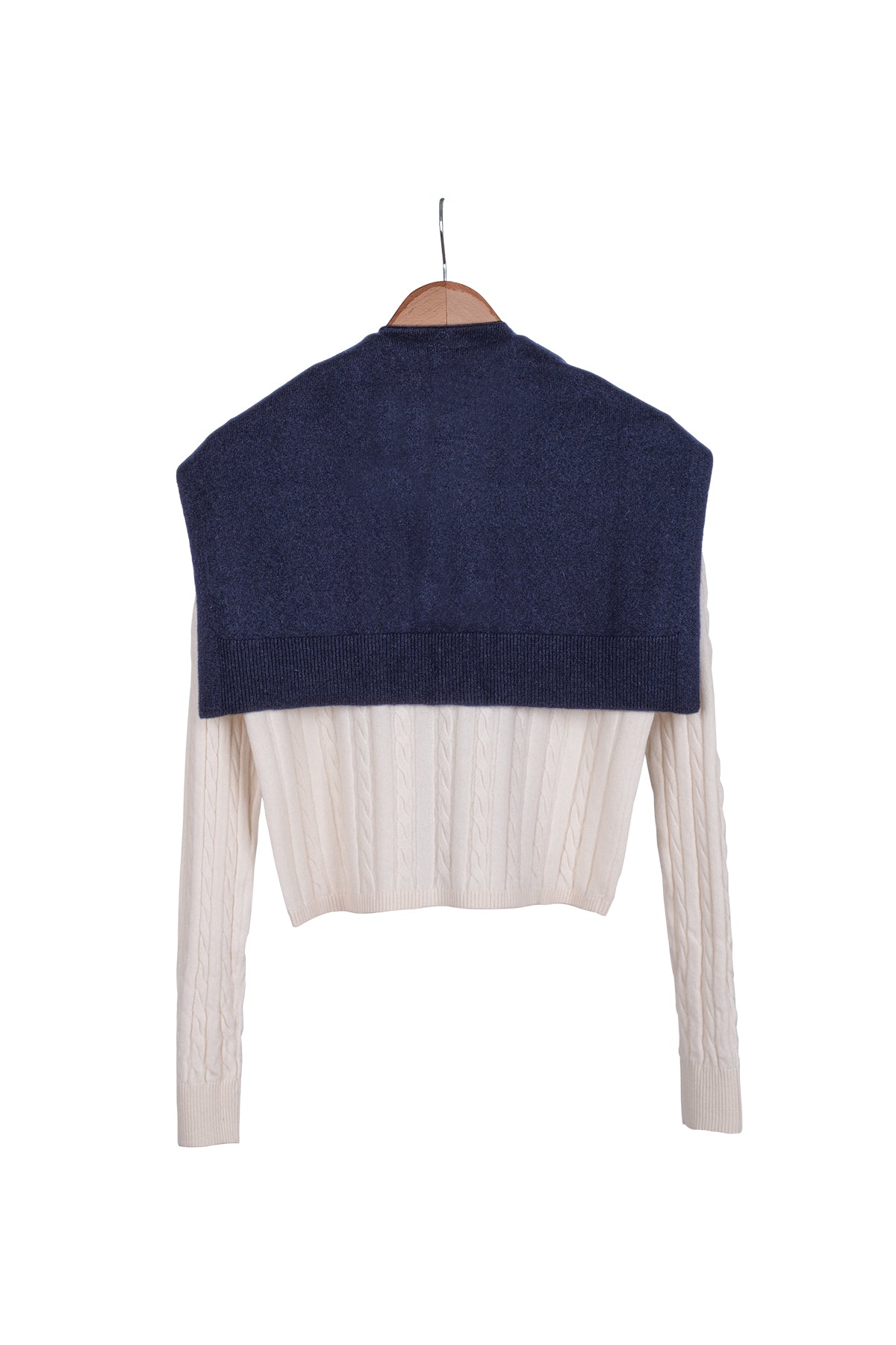 Lacivert Lilly Saf Kaşmir Kazak Atkı