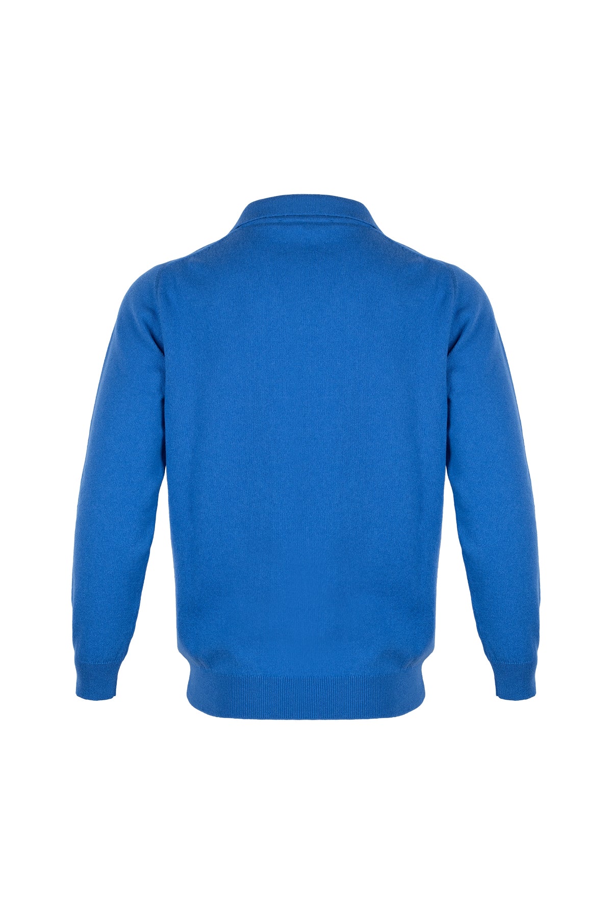 Mavi Saf Kaşmir Düğmesiz Polo Kazak