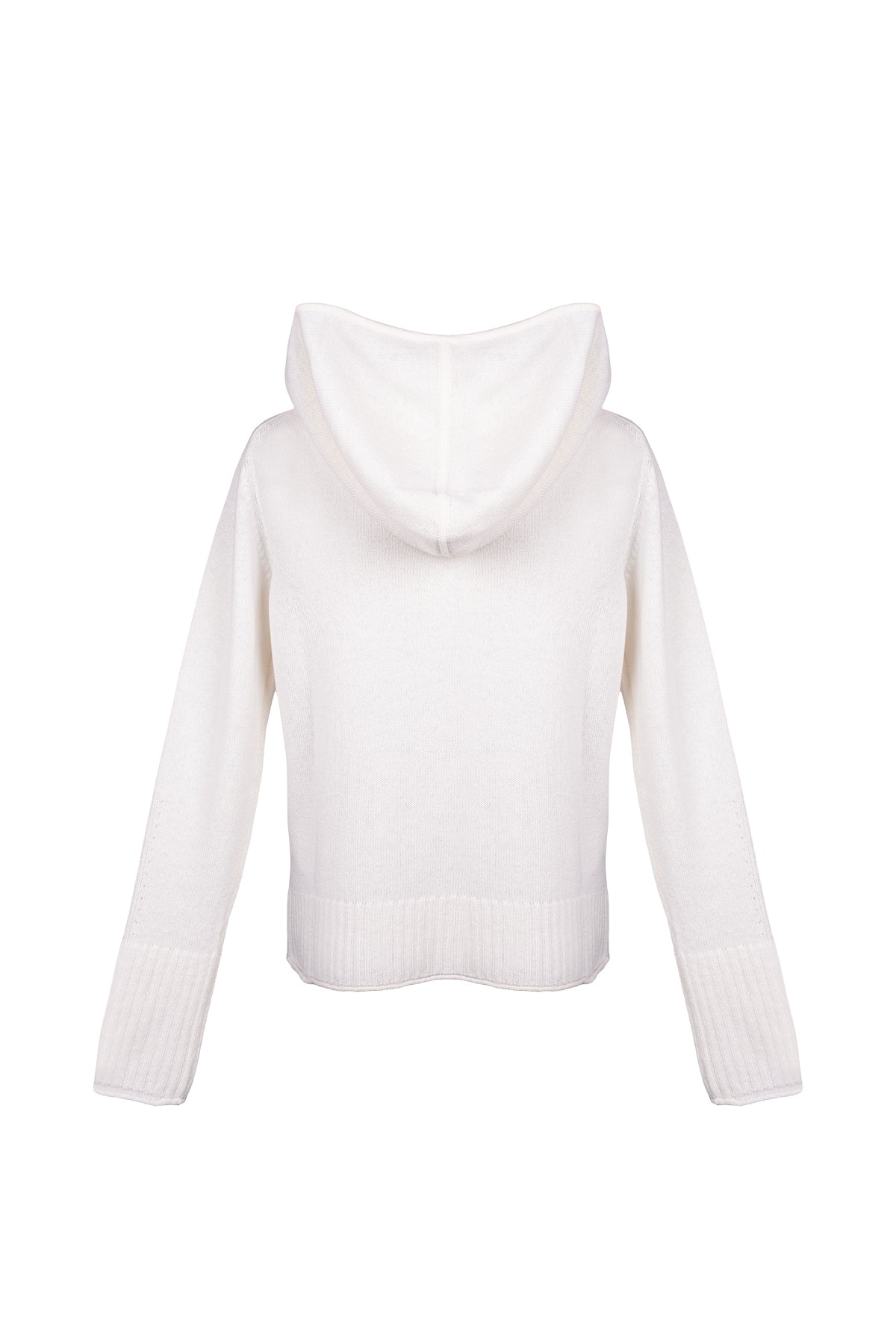 Ekru Isabella Saf Kaşmir Kapüşonlu Hırka