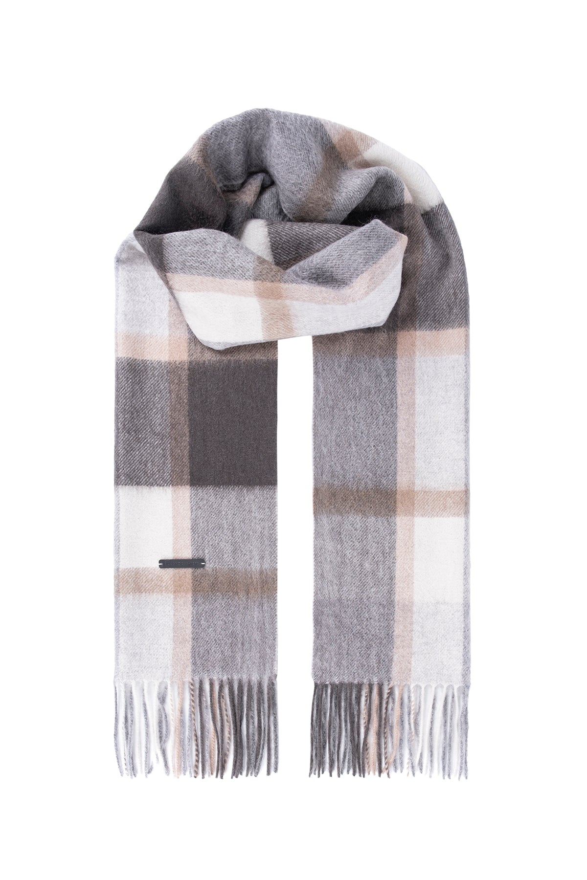 Antrasit Patrick Saf Kaşmir Kareli Atkı 30x164 cm