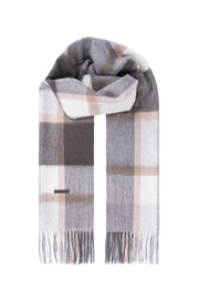 Antrasit Patrick Saf Kaşmir Kareli Atkı 30x164 cm