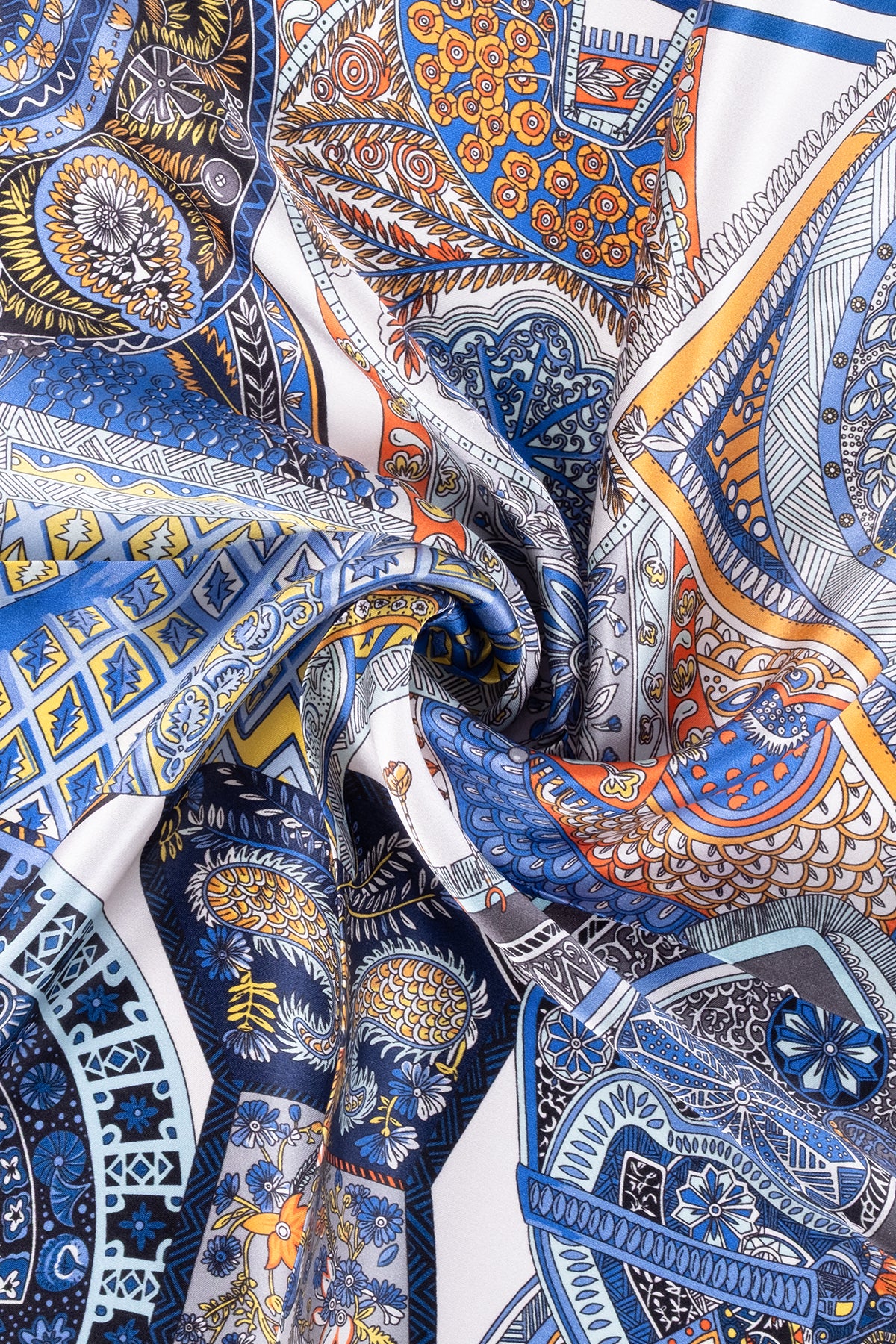 Lacivert Laila Saf İpek Kare Eşarp 50x50 cm