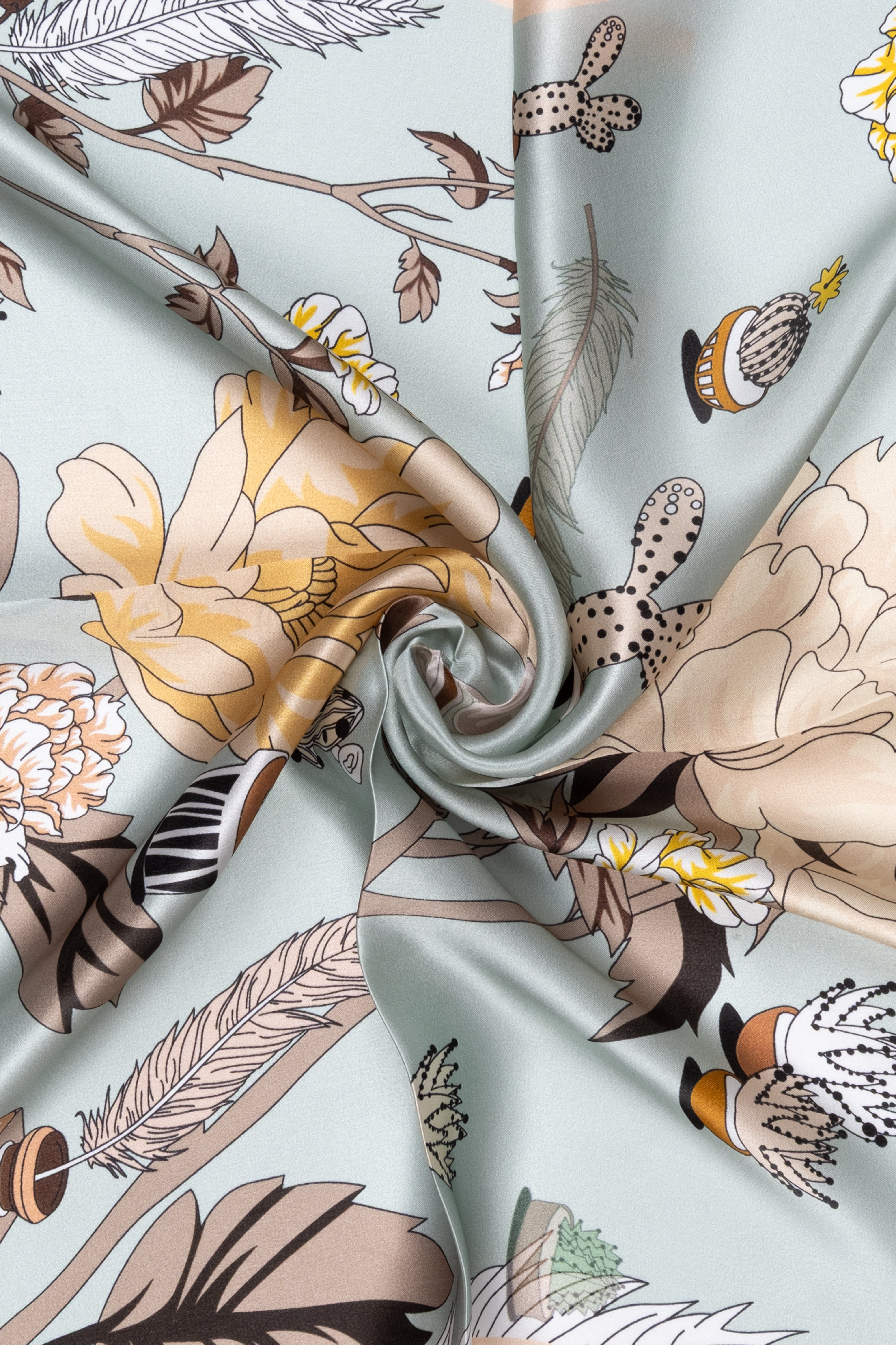 Toz yeşil Laila Saf İpek Kare Eşarp 50x50 cm