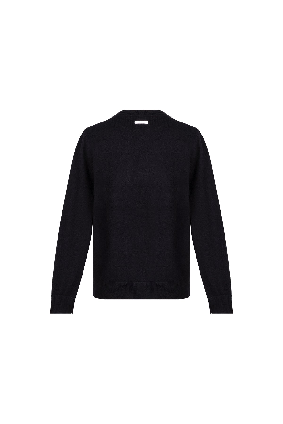 Siyah Agata Saf Kaşmir Yuvarlak Yaka Kazak