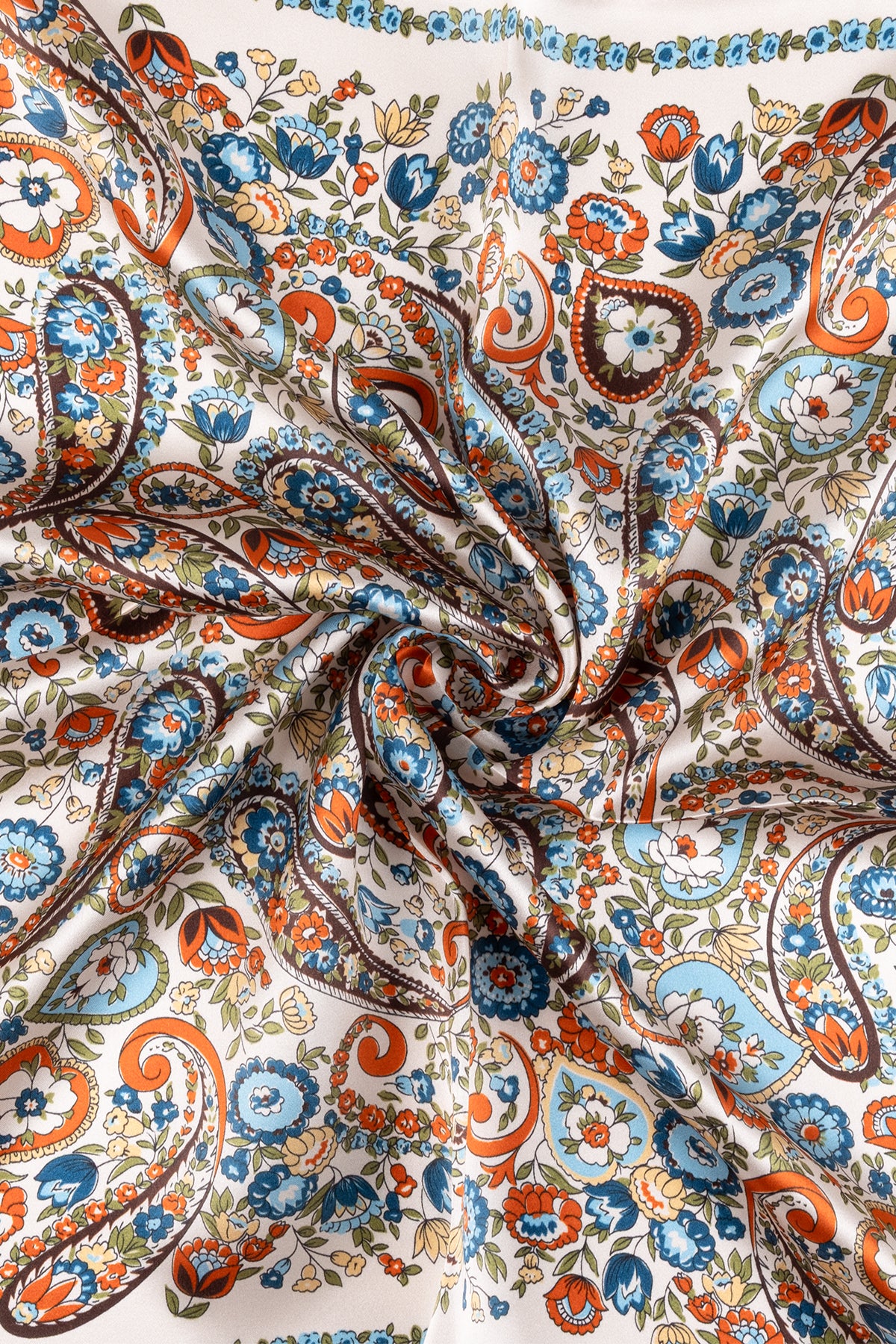 Ekru Laila Saf İpek Kare Eşarp 50x50 cm