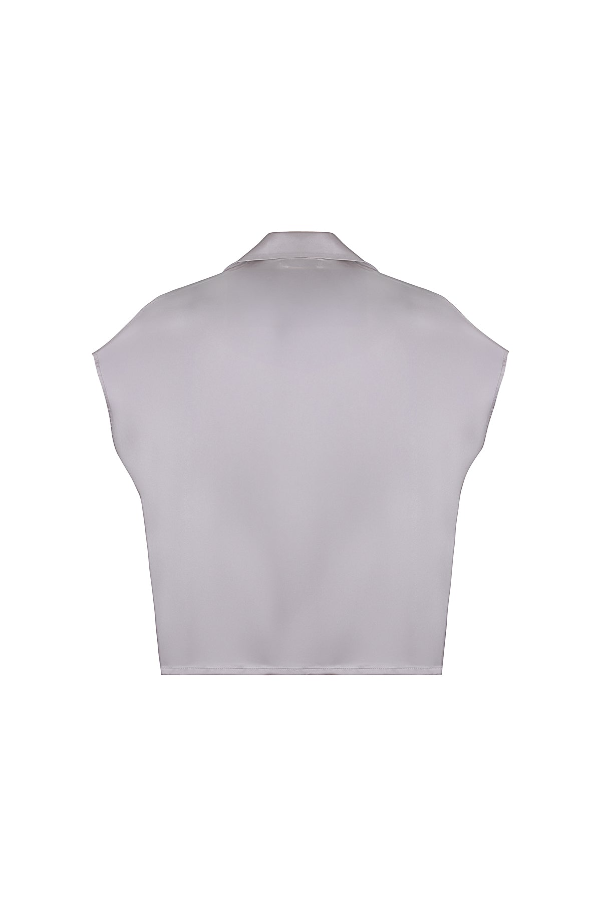 Açık Gri Astrid Saf İpek Kolsuz Gömlek