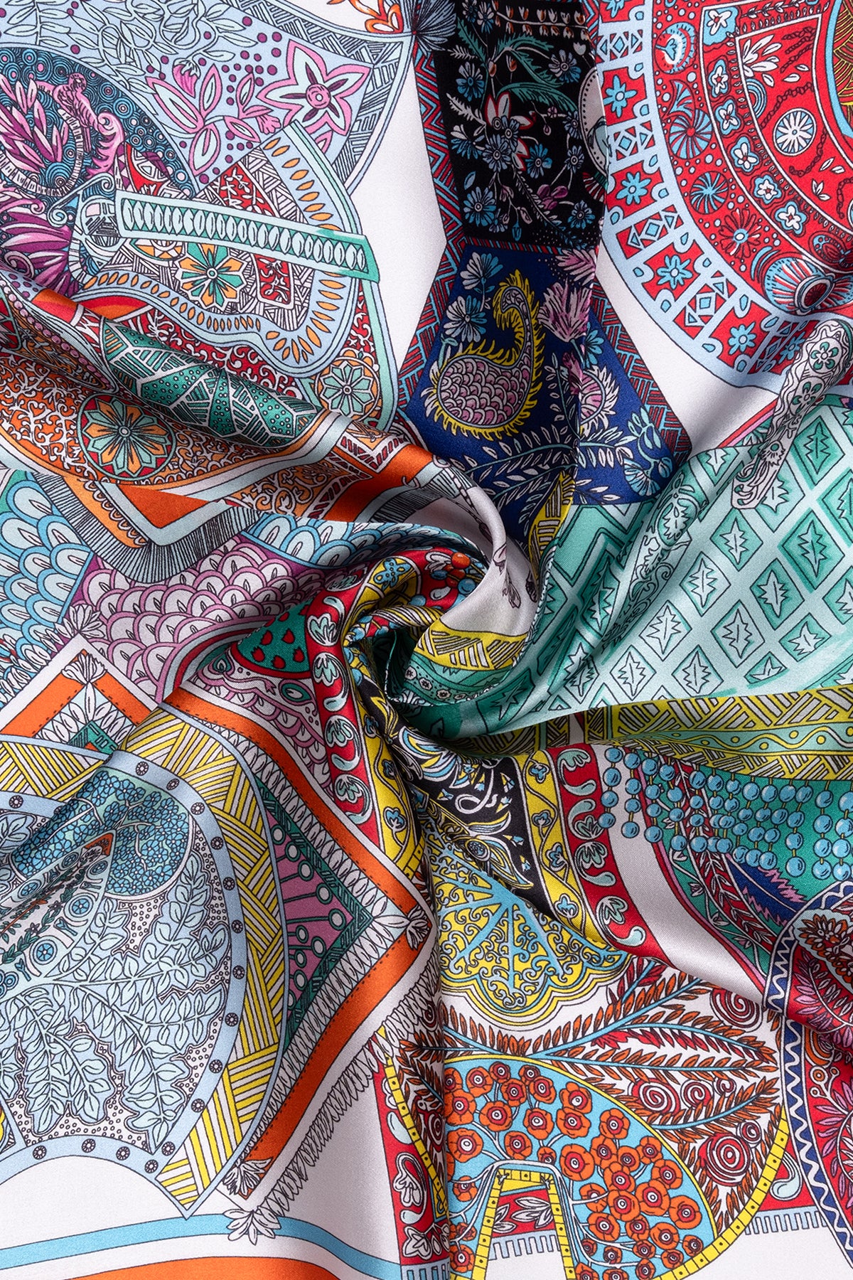 Renkli Laila Saf İpek Kare Eşarp 50x50 cm