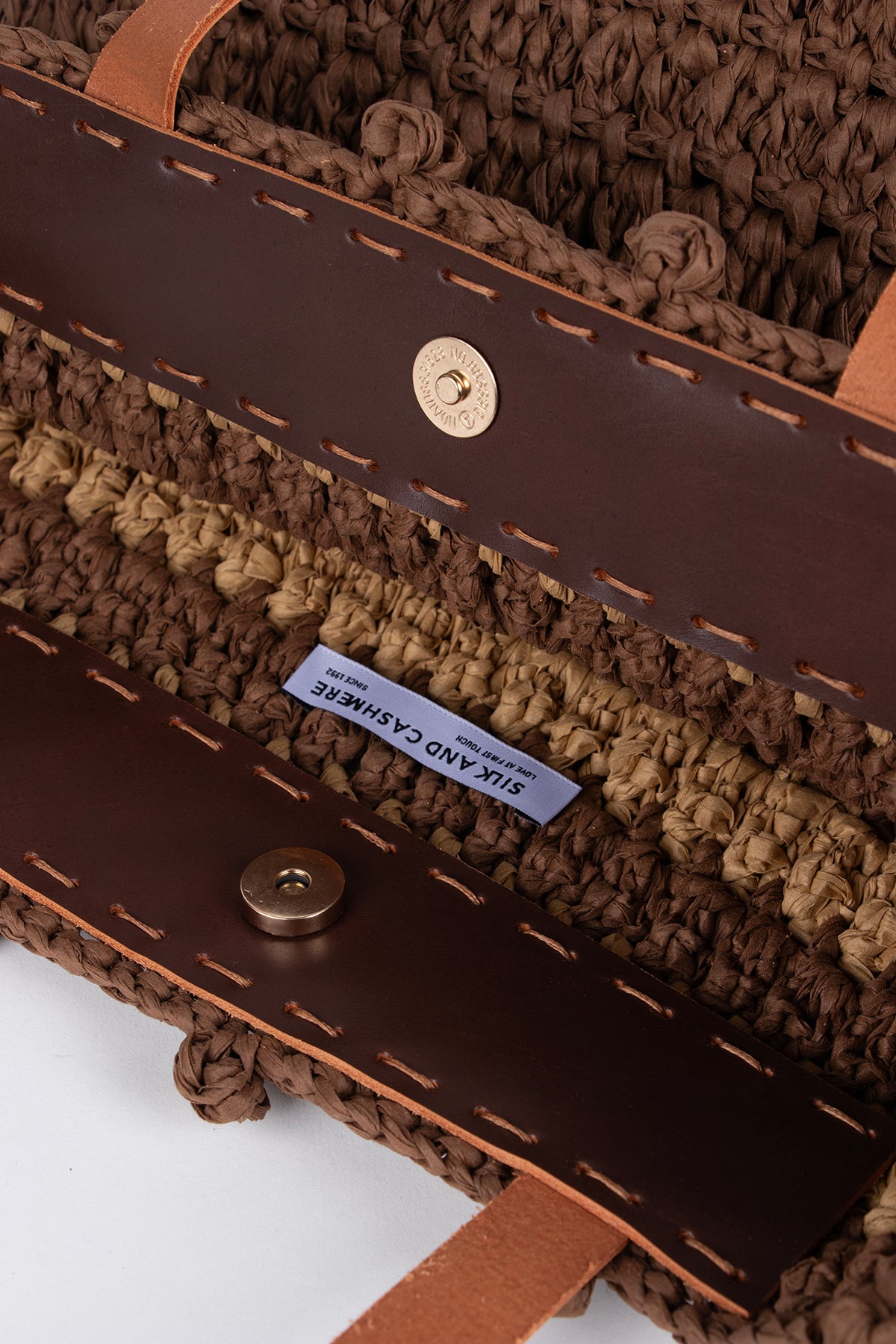 Kahverengi Nina Renkli Çizgili Rafya Çanta 42x31x11cm