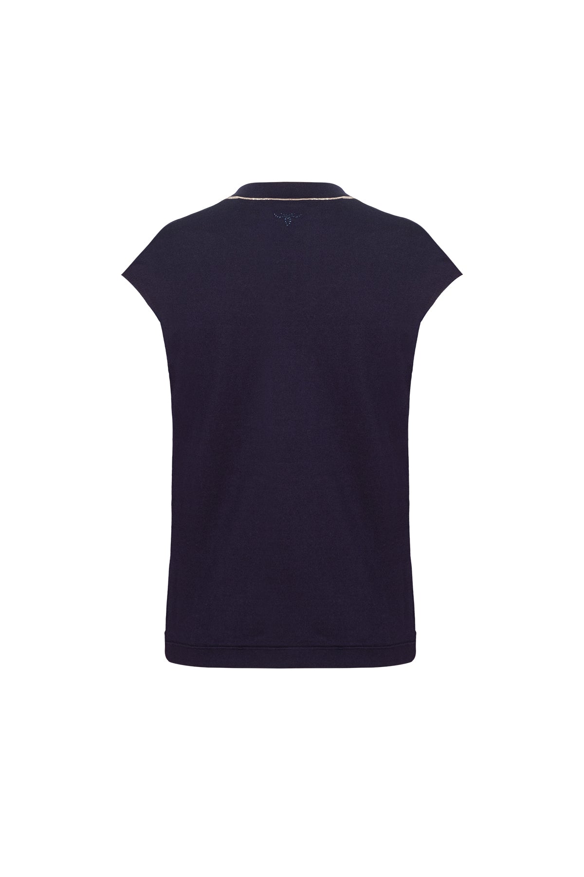 Lacivert Grace İpekli Zincirli Yuvarlak Yaka Kolsuz Triko