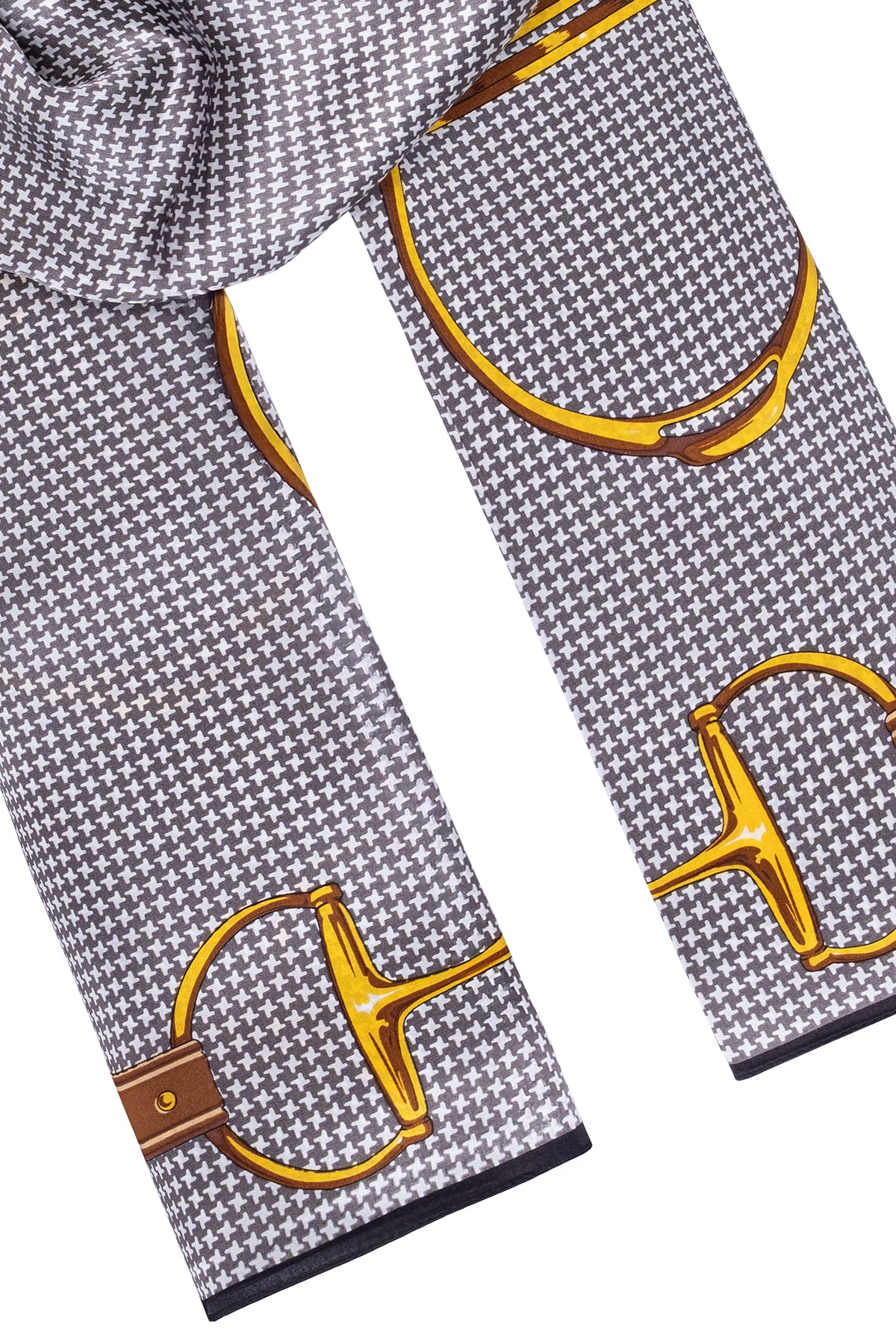 Kahverengi Luciana İpek Desenli Fular 55x170 cm