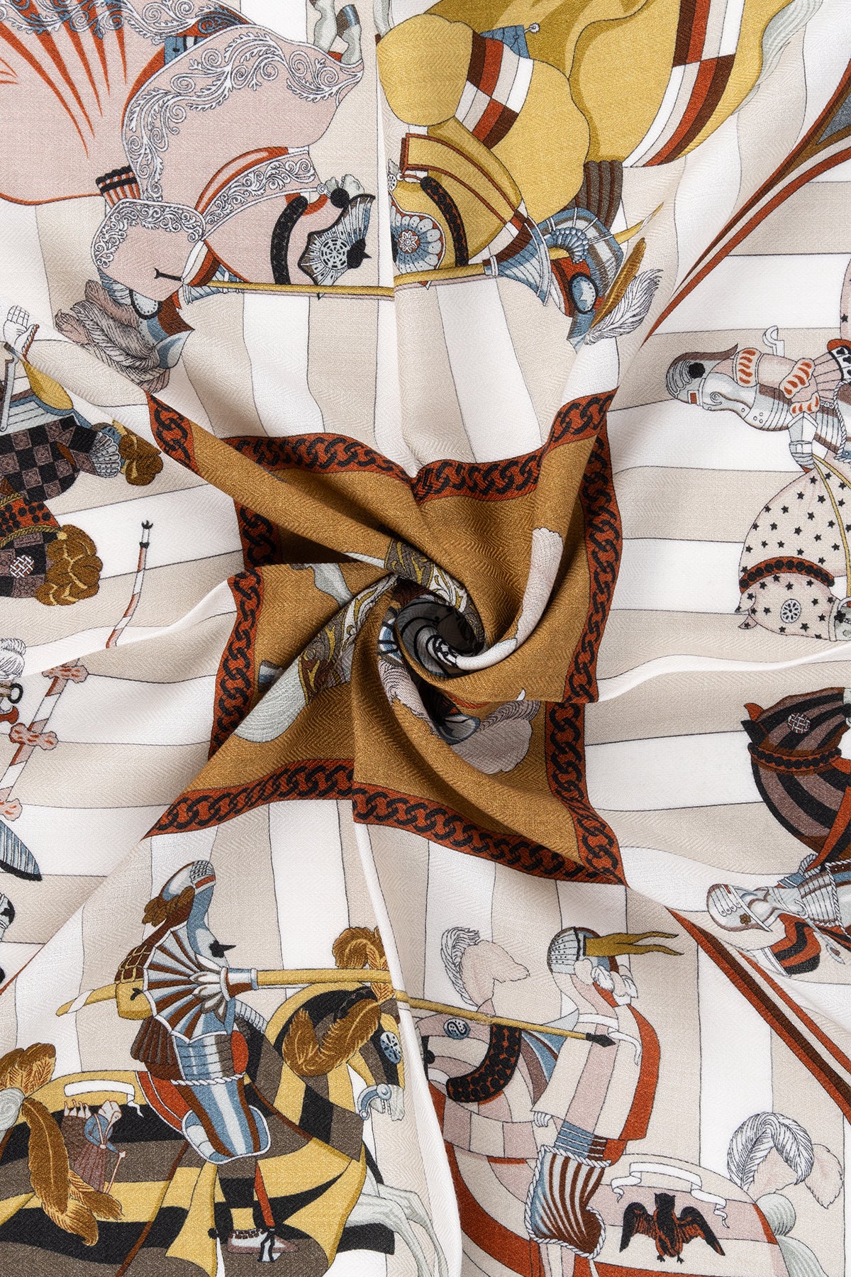 Antrasit Beyaz Lea Kaşmir Desenli Kare Eşarp 70x70 cm