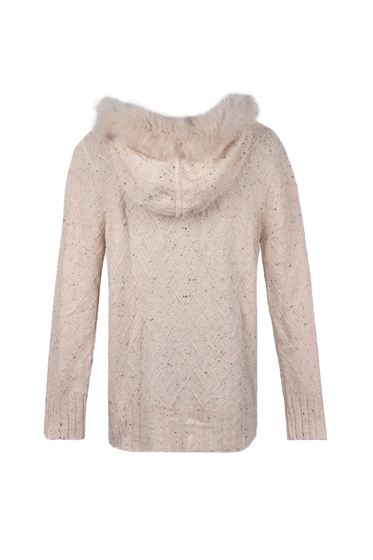 Vizon Nope Kaşmir Merino Yünü Karışımlı Çıkarılabilir Kürk Detaylı Kadın Kapüşonlu