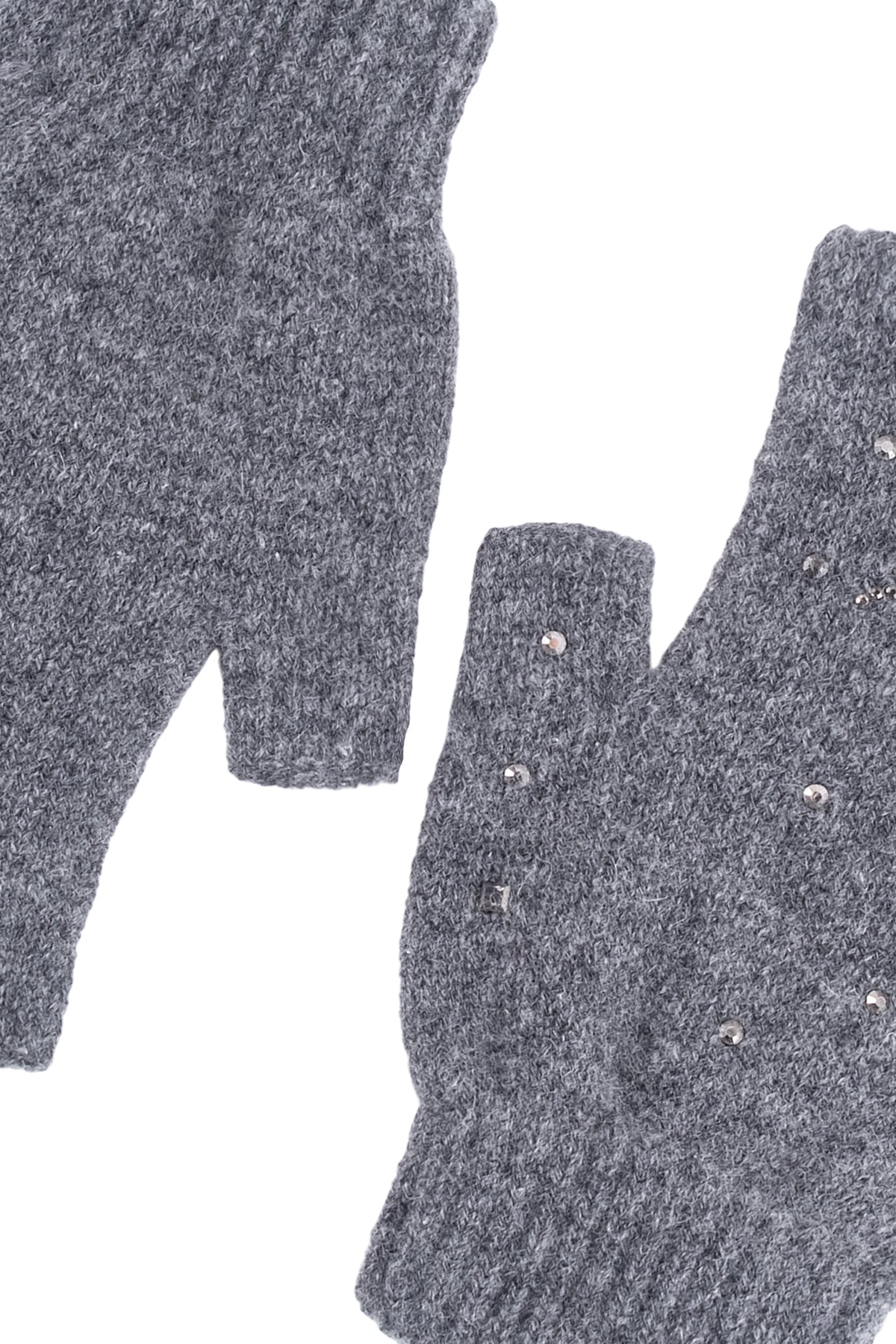 Gri Lucia Taşlı Parmaksız Eldiven