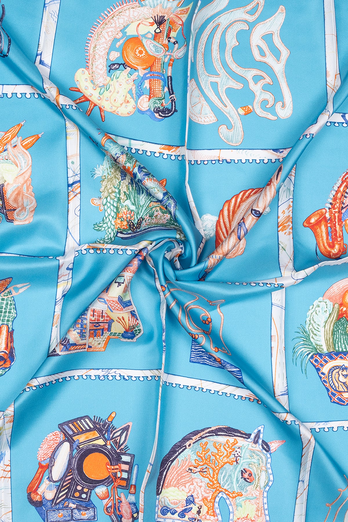 Aqua Lara Saf İpek Baskılı Eşarp 90x90 cm